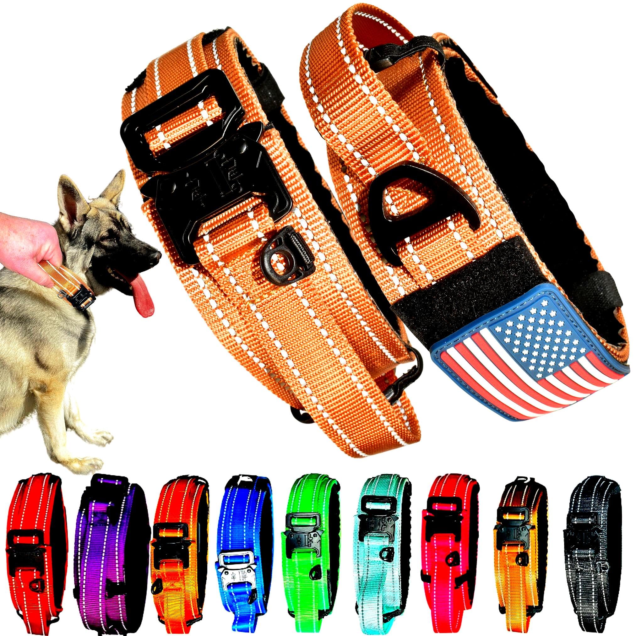 2-Inch Wide Tactical Dog Collar with Control Handle, Adjustable for Medium & Large Dogs, Military Style with Heavy-Duty Metal Bu