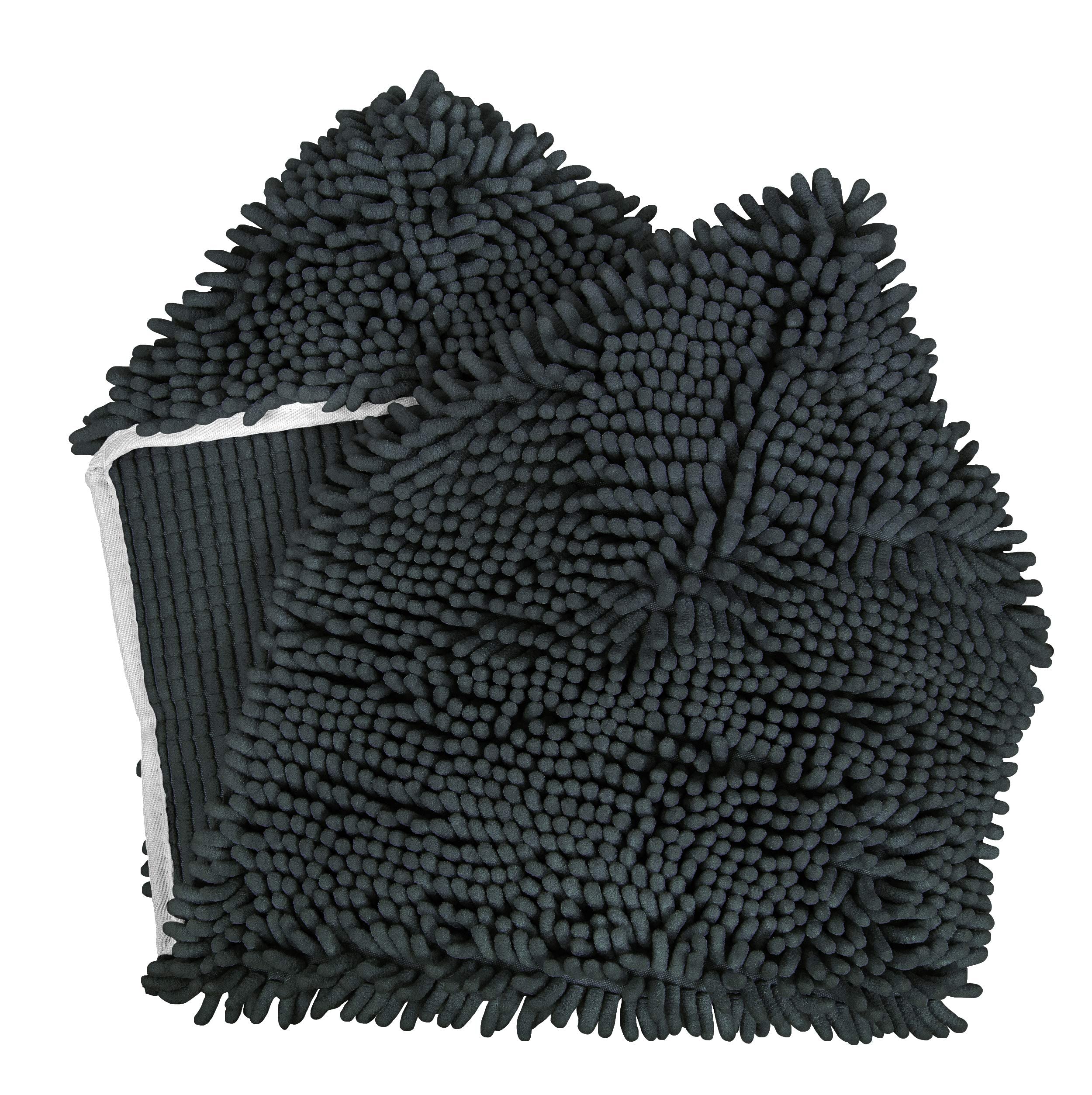 My Doggy Place Dog Towel - Super Absorbent Microfiber Towel With Hand Pockets - Dog Bathing Supplies - Quick Dry Shammy Towel - Washer And Dryer Safe - Charcoal - 30 X 12.5 In