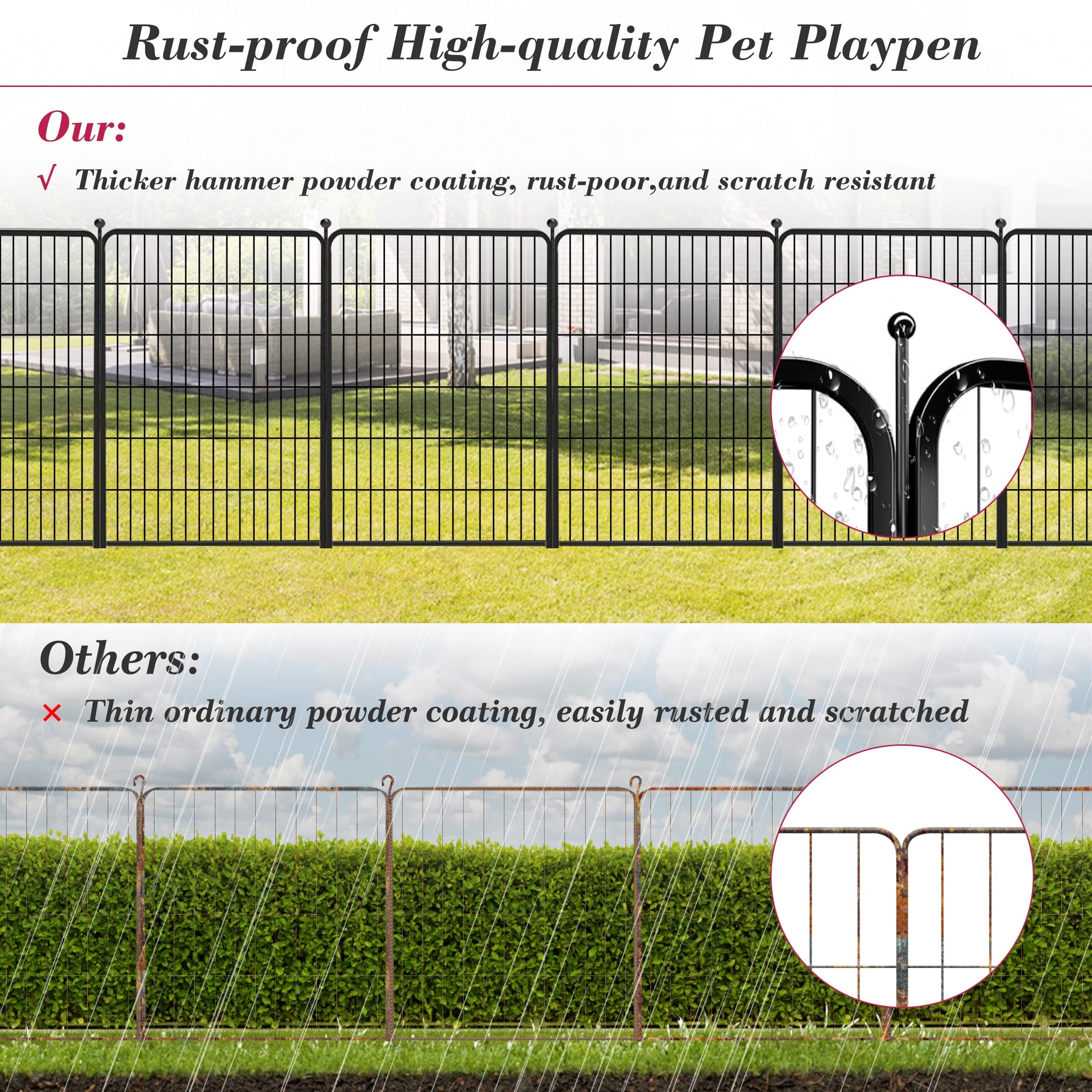 Jhsomdr Dog Playpen 40 inch 22 Panels Indoor Outdoor Dog Pen for Large/Medium/Small Dogs Heavy Duty Metal Dog Fence Outdoor for