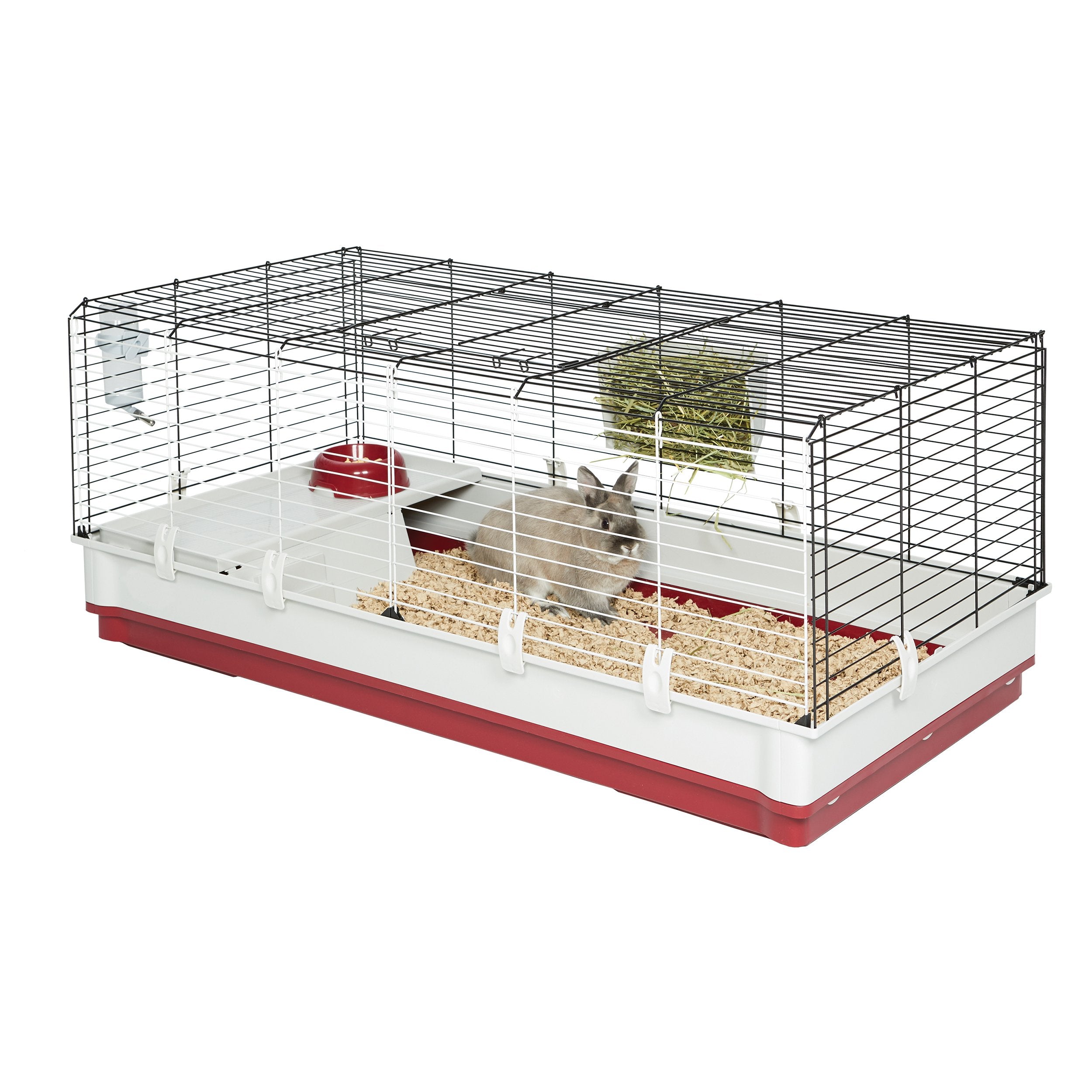 Midwest Homes For Pets Deluxe Rabbit & Guinea Pig Cage, X-Large, White & Red