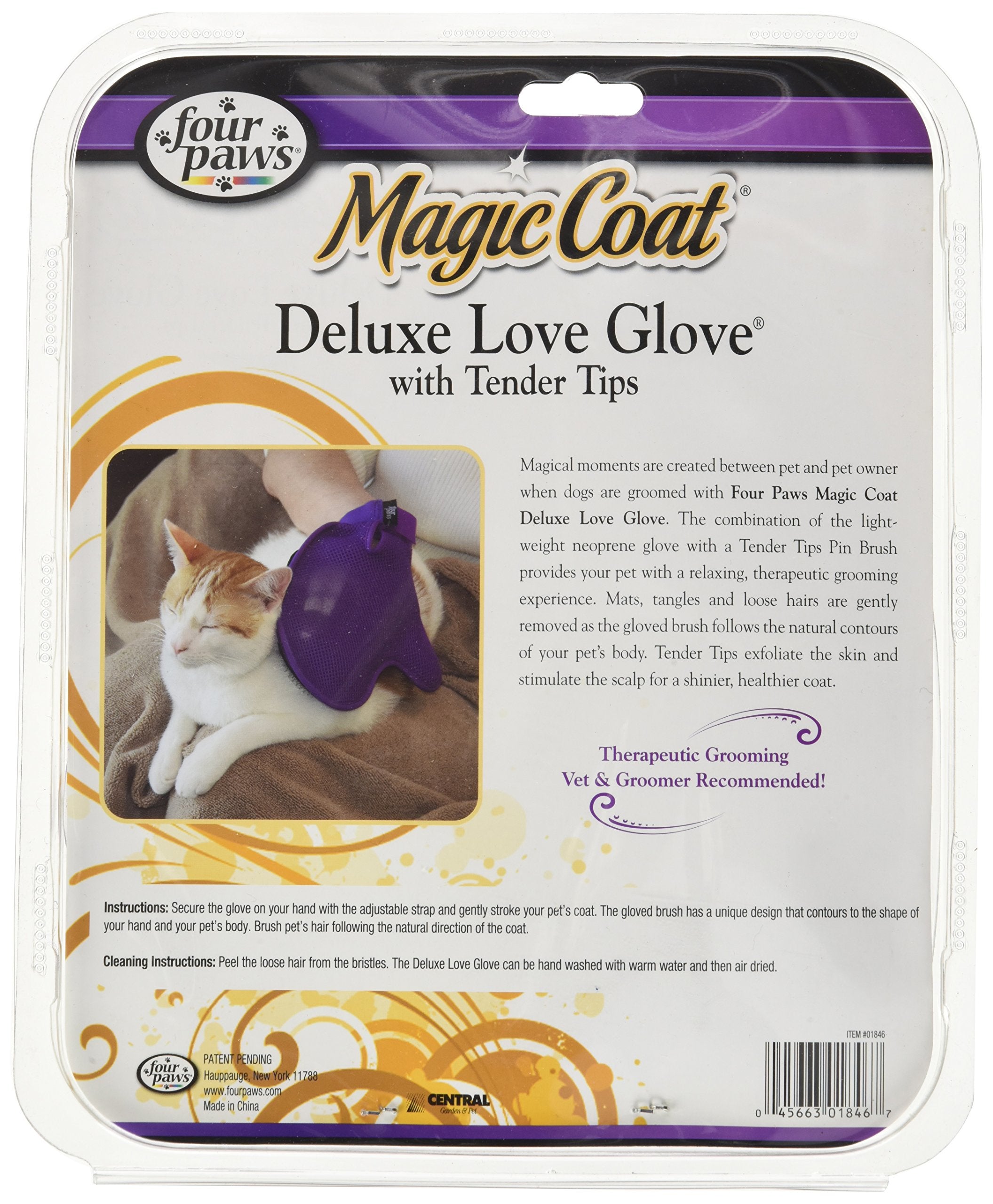 Four Paws Magic Coat Cat Grooming Deluxe Love Glove With Tender Tips