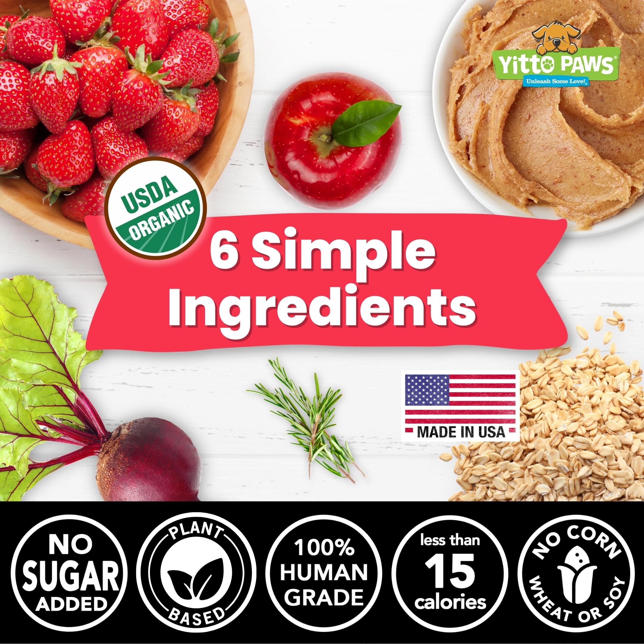 Crunchy Organic Peanut Butter Dog Treats - Fruit & Oats Healthy Dog Biscuits, Vegan All Natural Training Treats Made in USA - Lo