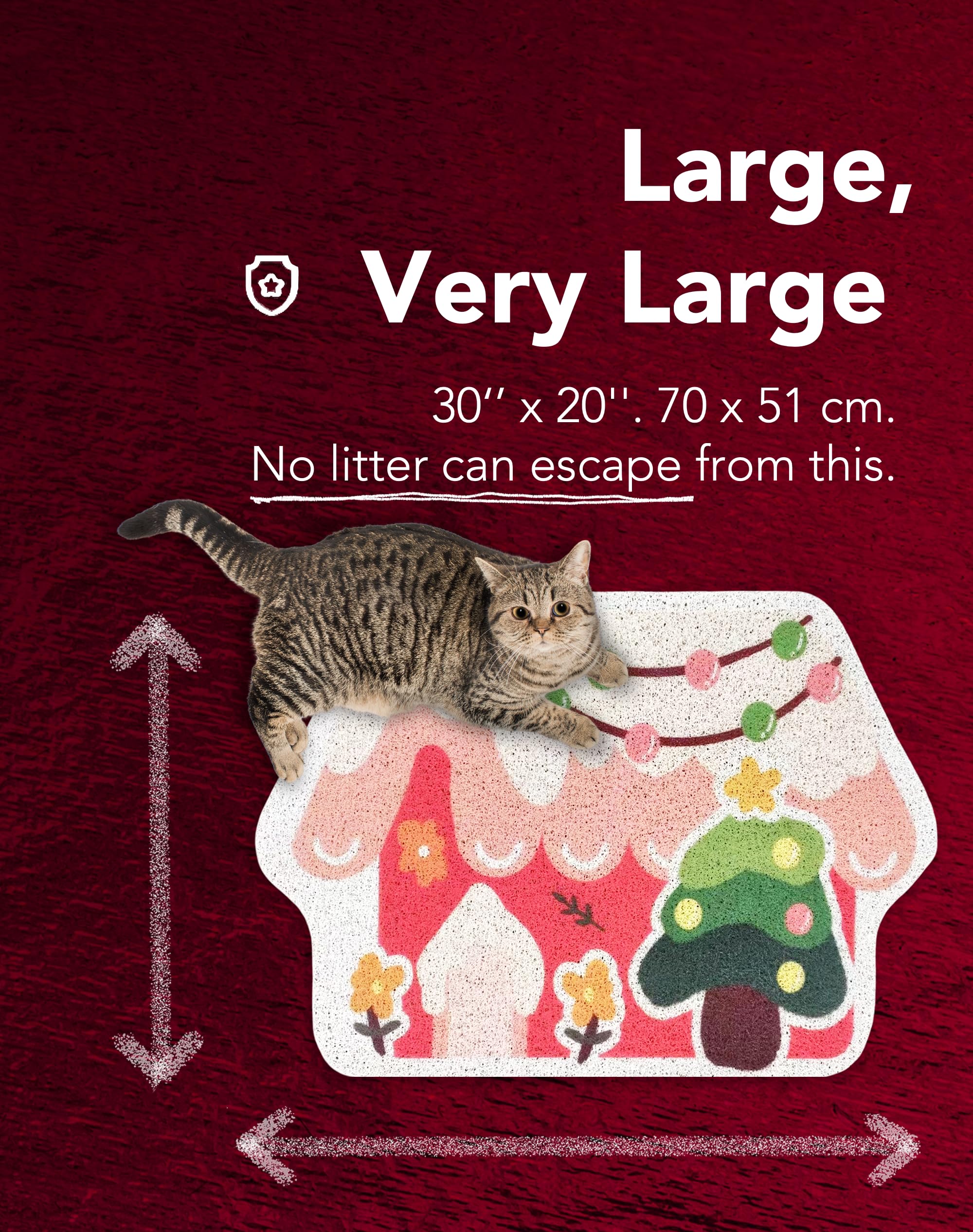 Lukamoo Cute Cat Litter Mat (30X20), Large/L, For Kitty Litter & Cute Cat Litter Box, Litter Trapping Mat (Large (30' X 20'),