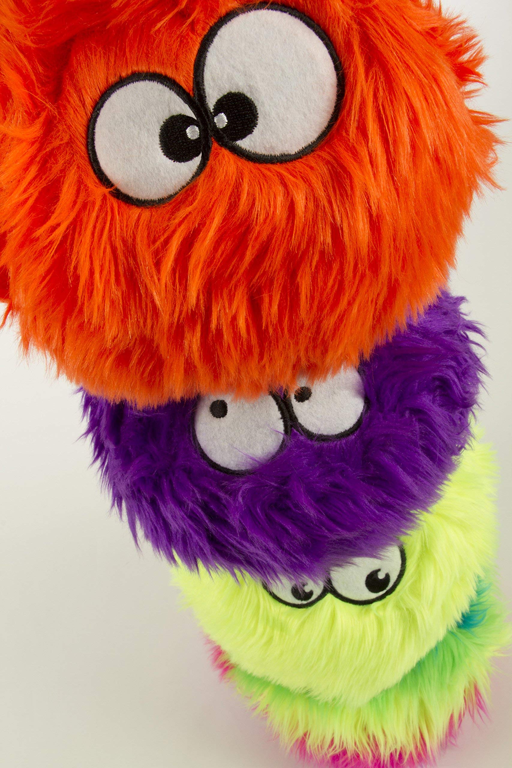 Godog Furballz Squeaky Plush Ball Dog Toy, Chew Guard Technology - Rainbow, Large