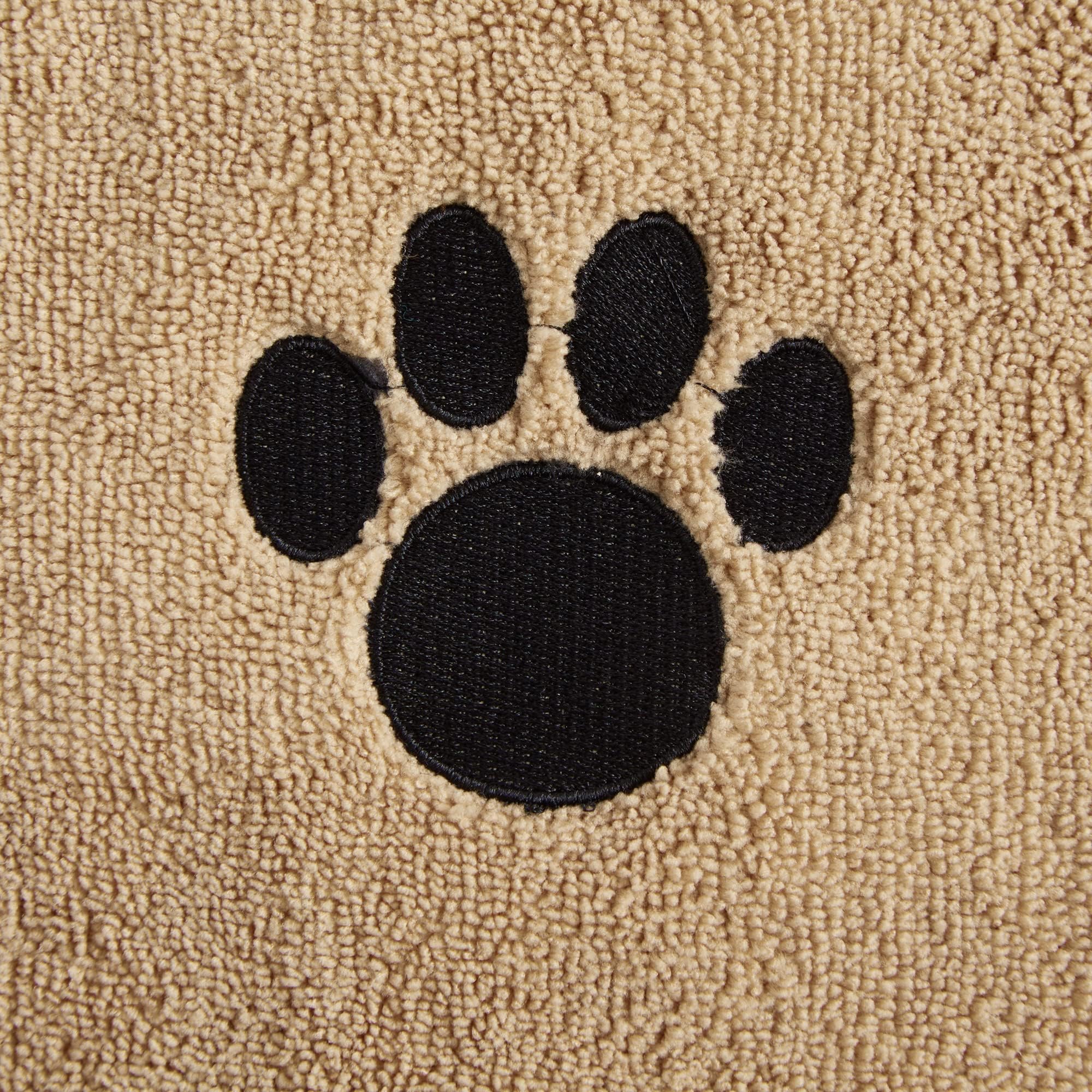 Bone Dry Pet Grooming Towel Collection Absorbent Microfiber X-Large, 41X23.5'', Embroidered Taupe