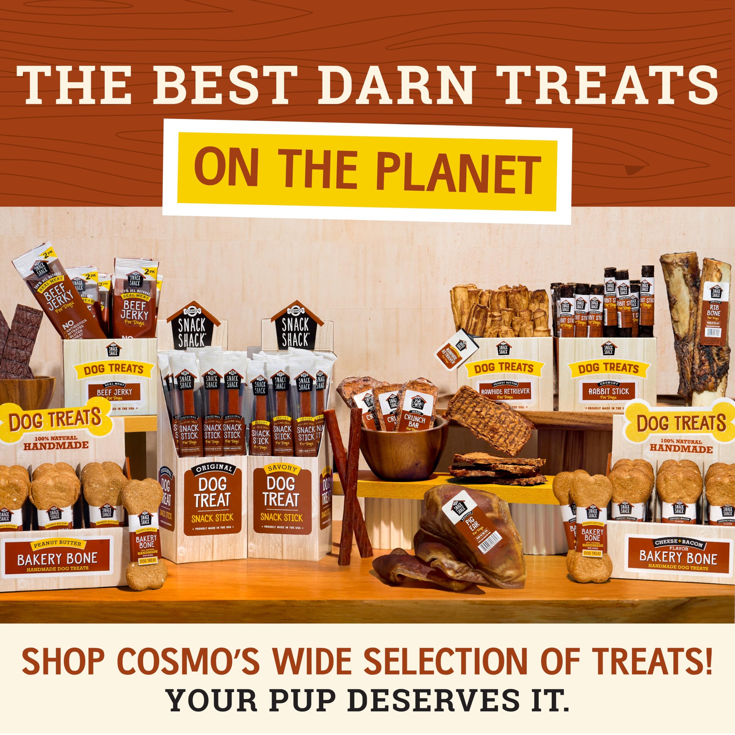 Cosmos Snack Shack Peanut Butter Bakery Bone - All Natural Dog Treat - Made in USA (24 Count Pack of 1)