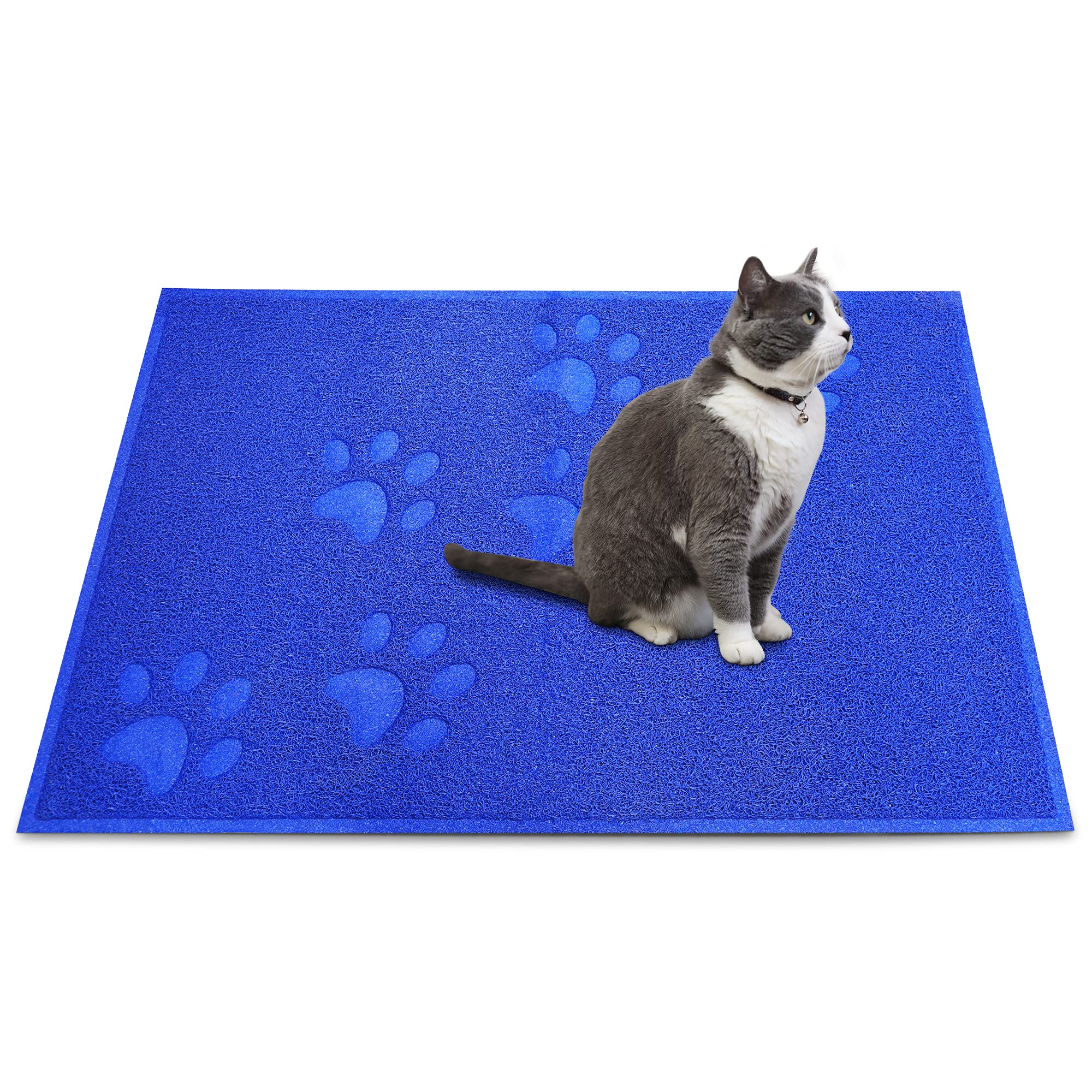 Andalus Extra Large Cat Litter Mat, Pack Of 1 - Waterproof, Non-Slip & Easy To Clean Cat Litter Box Mat For Extra Efficient Pet Litter-Trapping, Blue (35” X 23”)