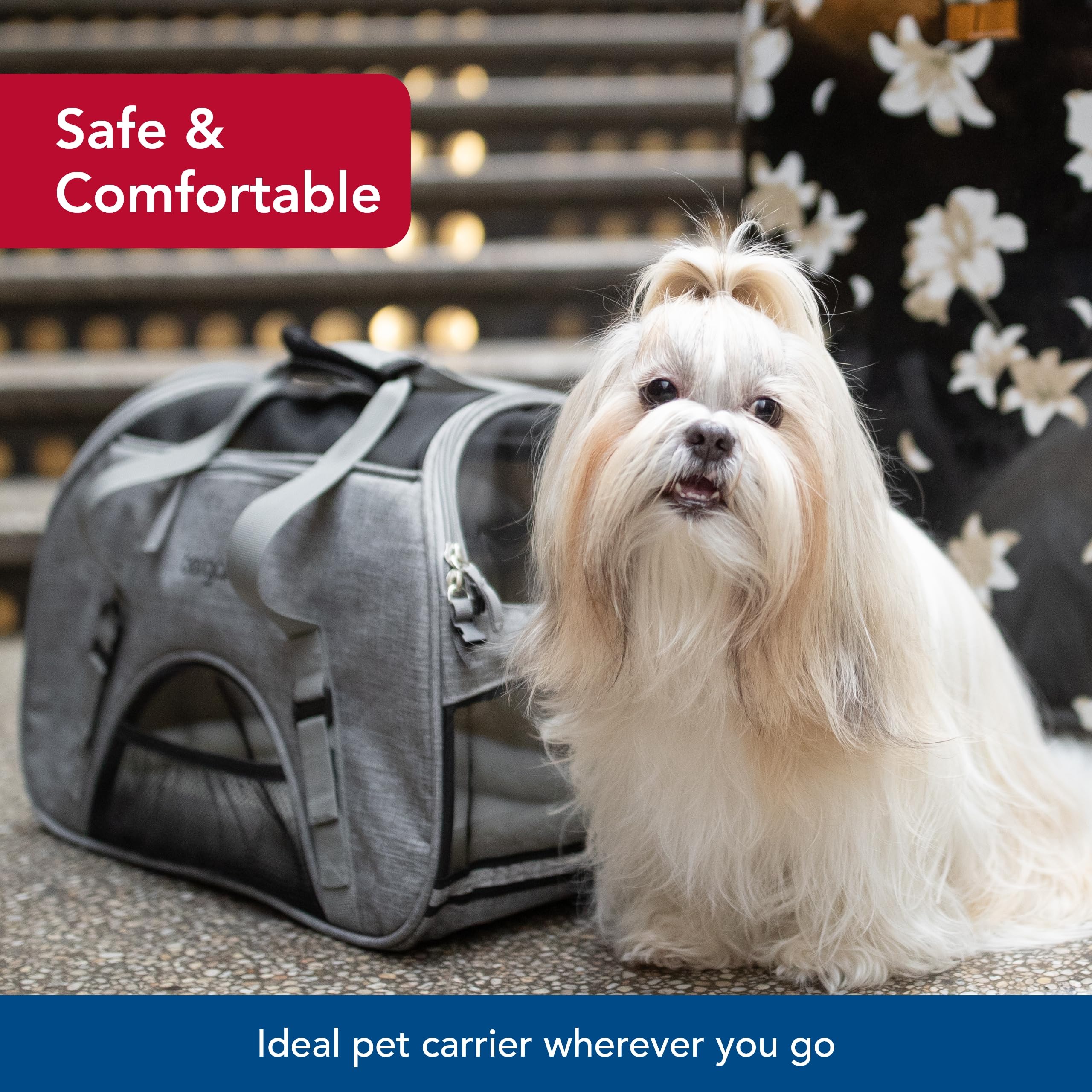 Coastal Pet Bergan Comfort Carrier - Safe And Comfortable For Dog & Cat Travel - Airline Friendly Soft And Breathable Carrier For Pet Owners - Heather Bermuda, 16' X 8' X 11'