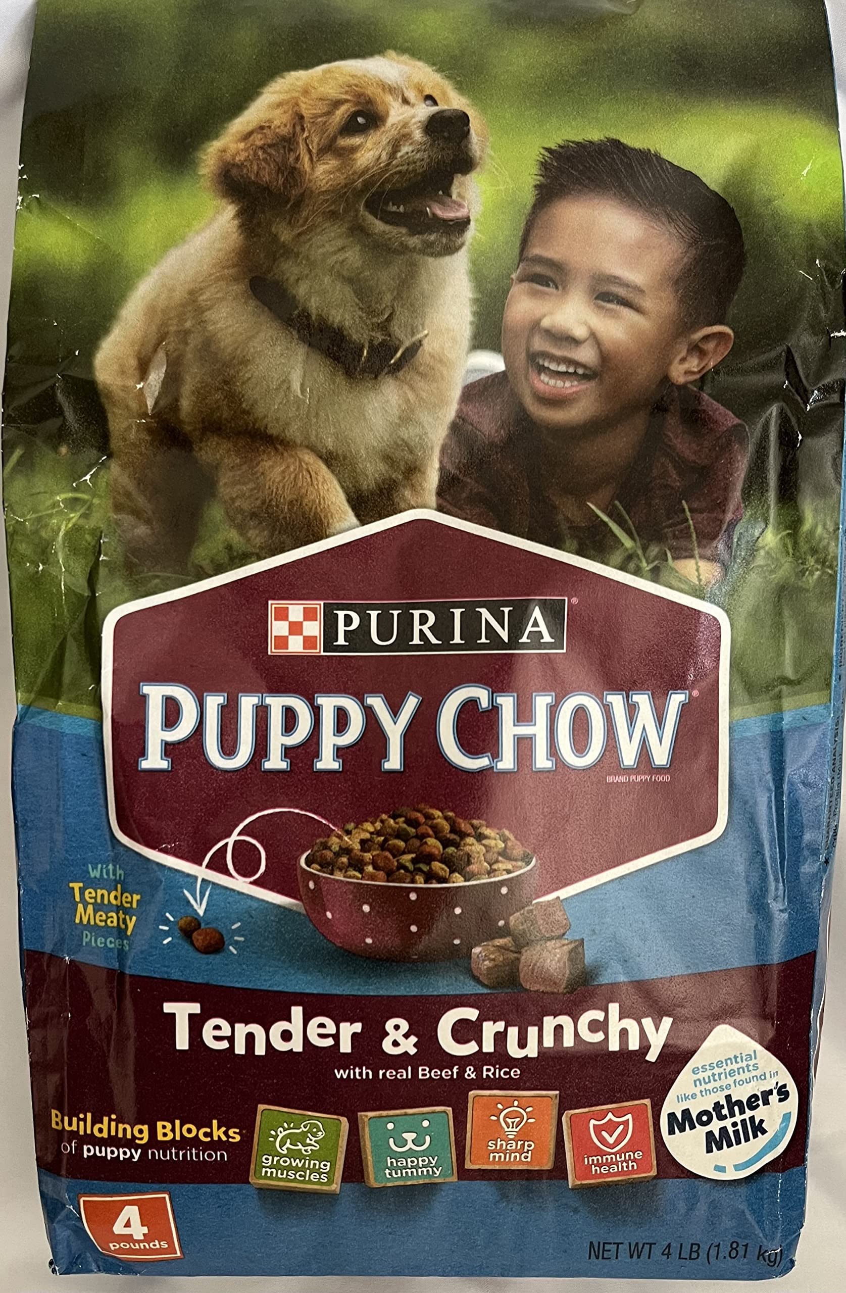 Purina Puppy Chow Tender & Crunchy with Beef & Rice (NET WT 1-4LB) Bag