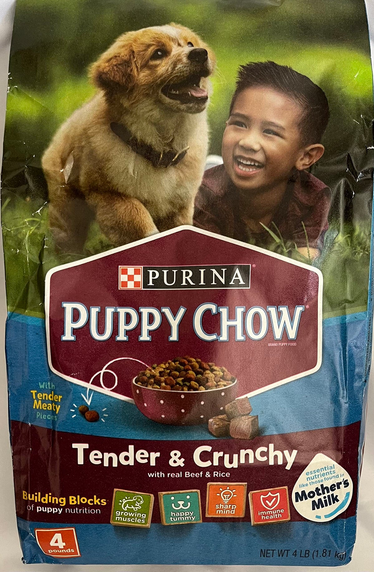 Purina Puppy Chow Tender & Crunchy With Beef & Rice (Net Wt 1-4Lb) Bag