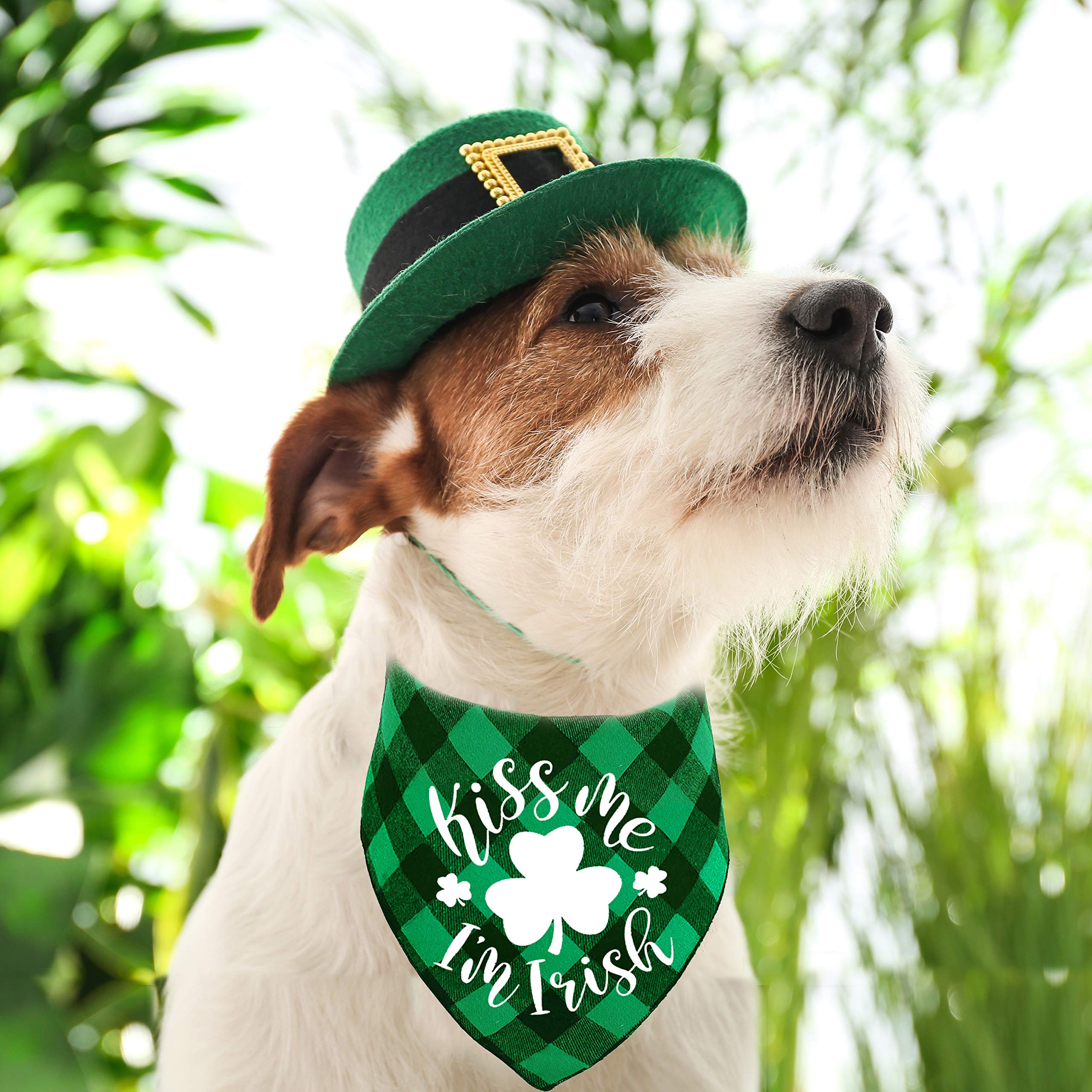 St. Patrick'S Day Dog Bandana, Holiday Buffalo Plaid Bandana Scarfs For Small Medium Large Dogs Cats Pet Puppies (The Lucky One,