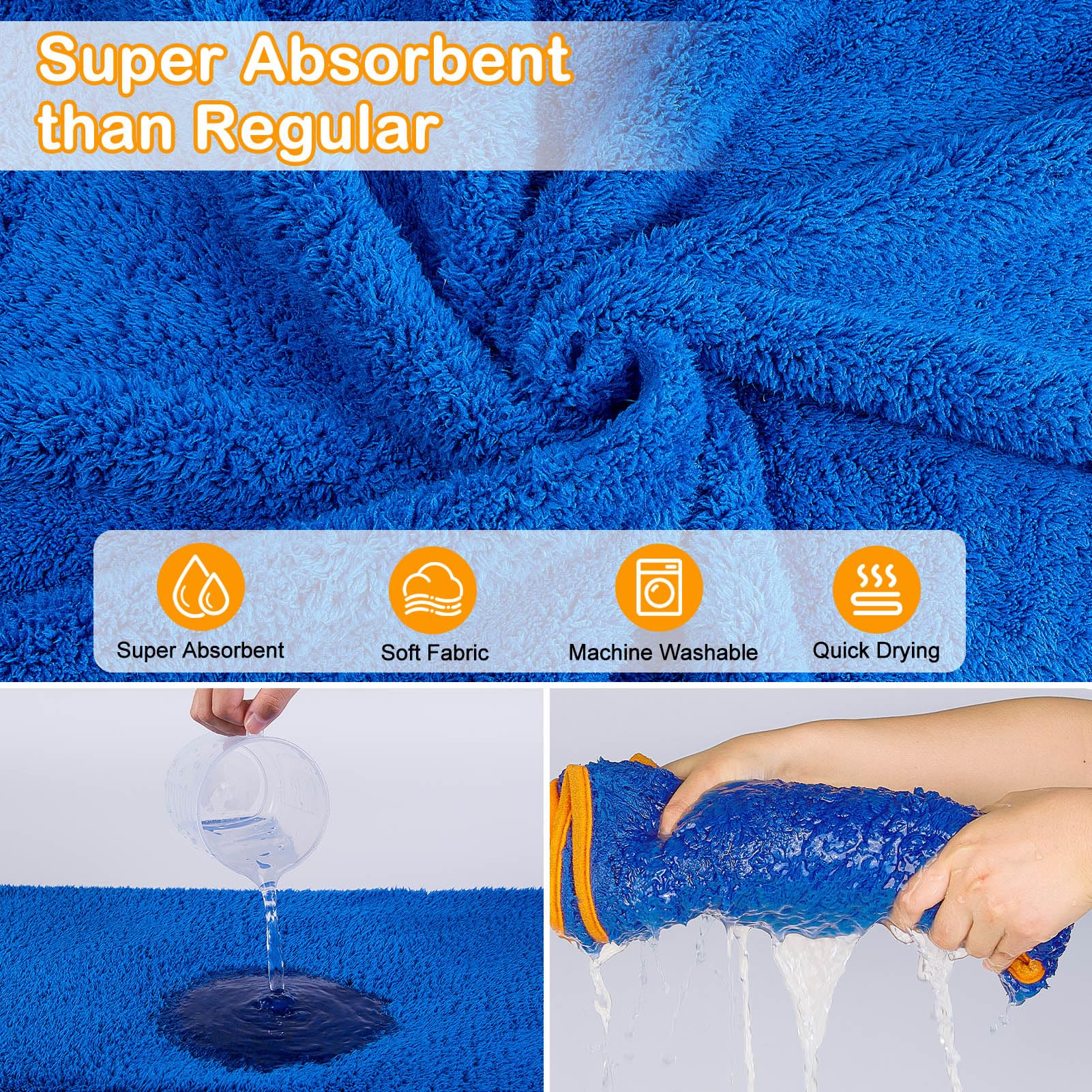 Bienbee Soft Dog Bathrobe,Super Absorbent & Quick-Drying Dog Robe With Hood, Cozy Drying Coat For After Bath, Blue Xxl