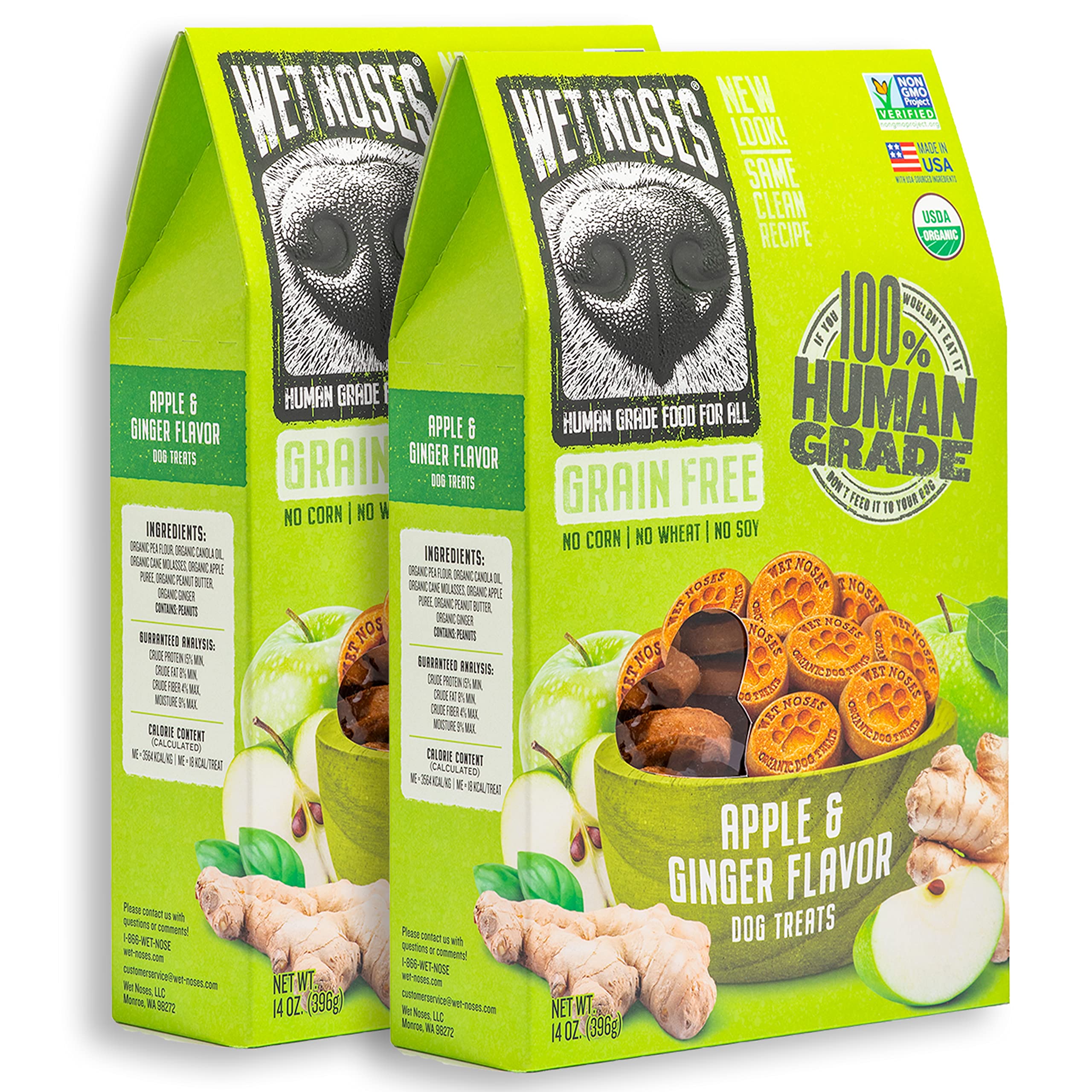 Wet Noses Grain-Free Organic Crunchy Dog Treats - for All Pet Sizes, Breeds - All-Natural Puppy Treat - 100% Human-Grade - Delic
