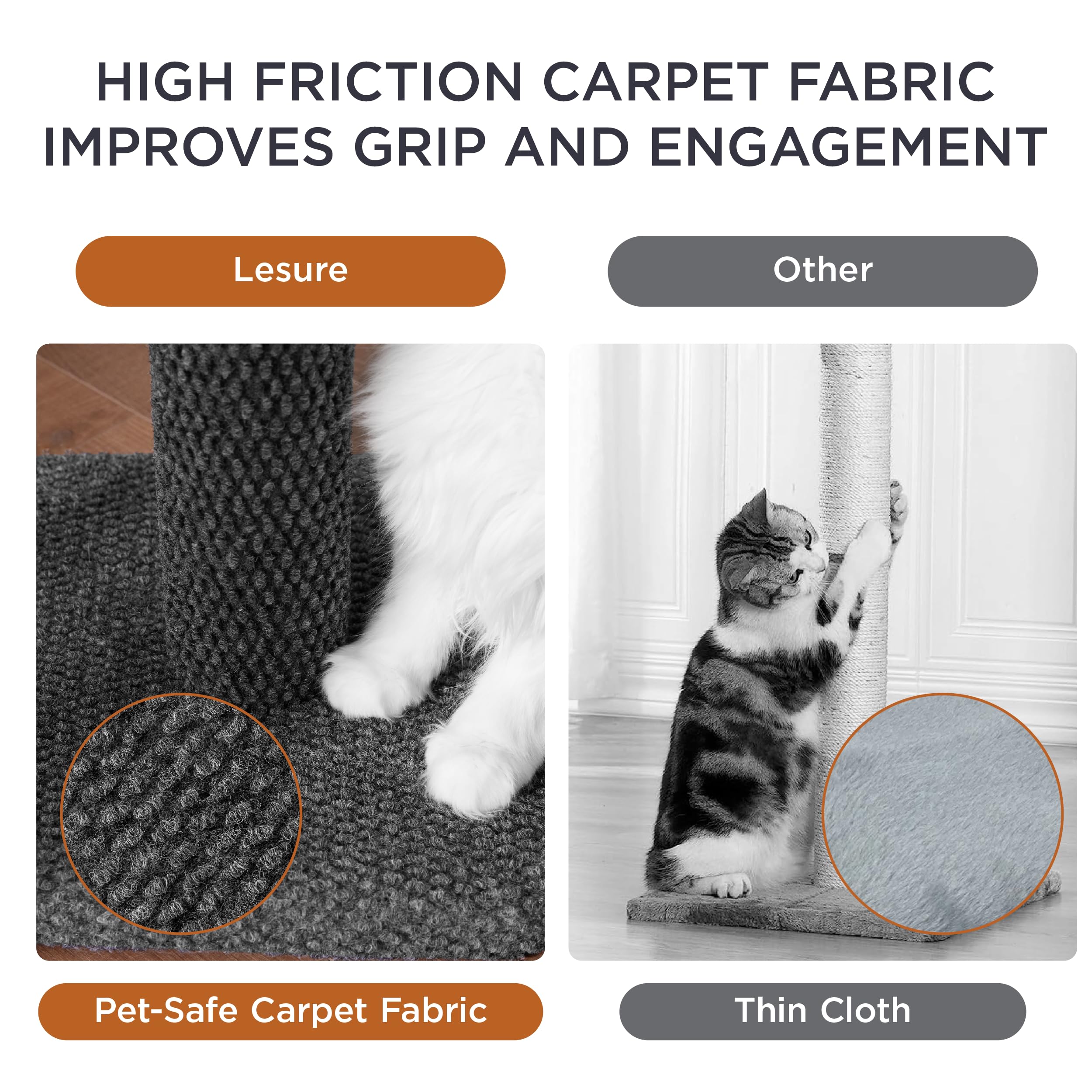 Lesure 34  Tall Cat Scratching Post - Highly Resistant Carpet Scratch Post, Premium Sisal Rope Scratch Posts Kitten and Adult Ca