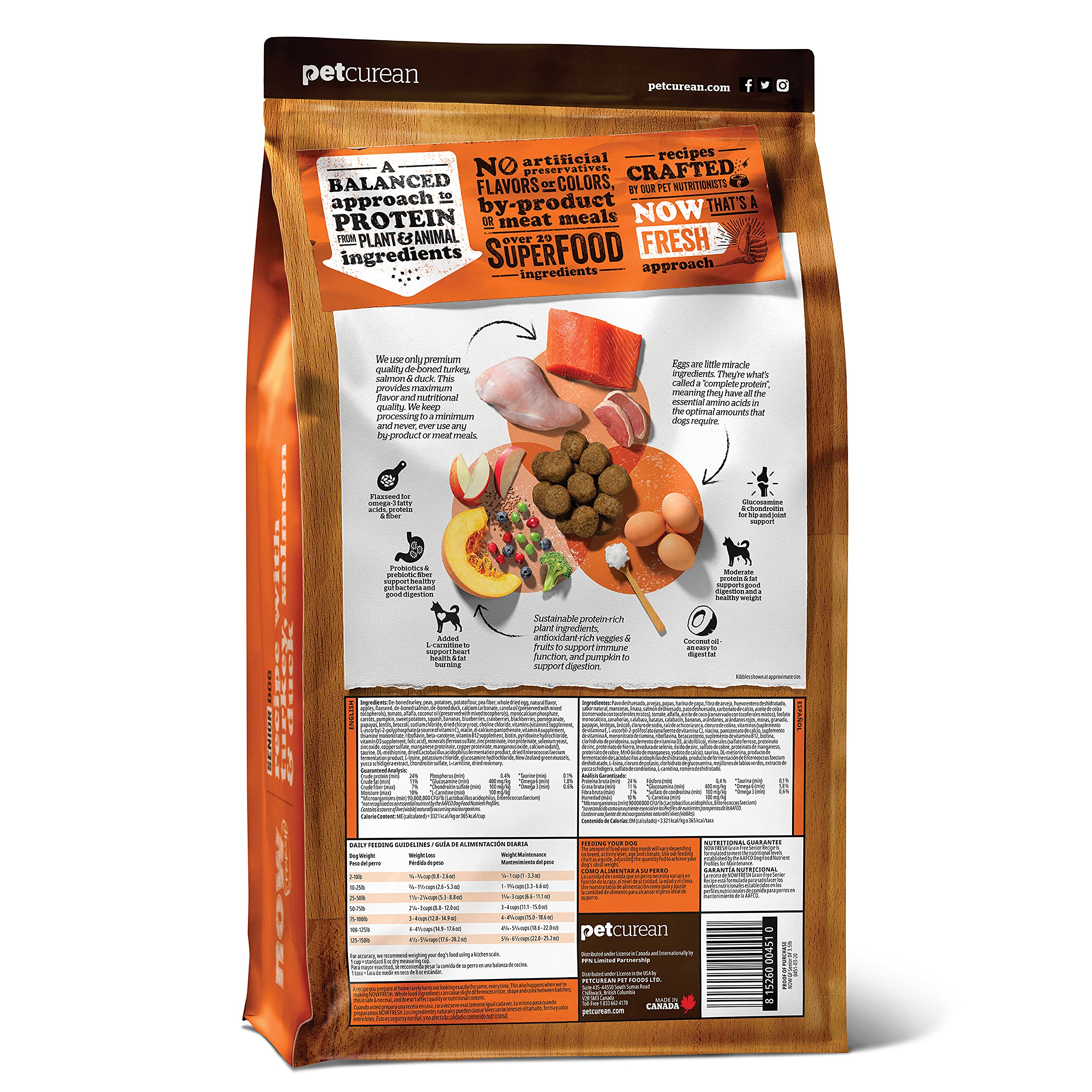 Now Fresh Grain-Free, Dry Dog Food, Real Meat and Fish, Turkey, Salmon and Duck Senior Recipe, All Breed Size, 3.5 lb Bag