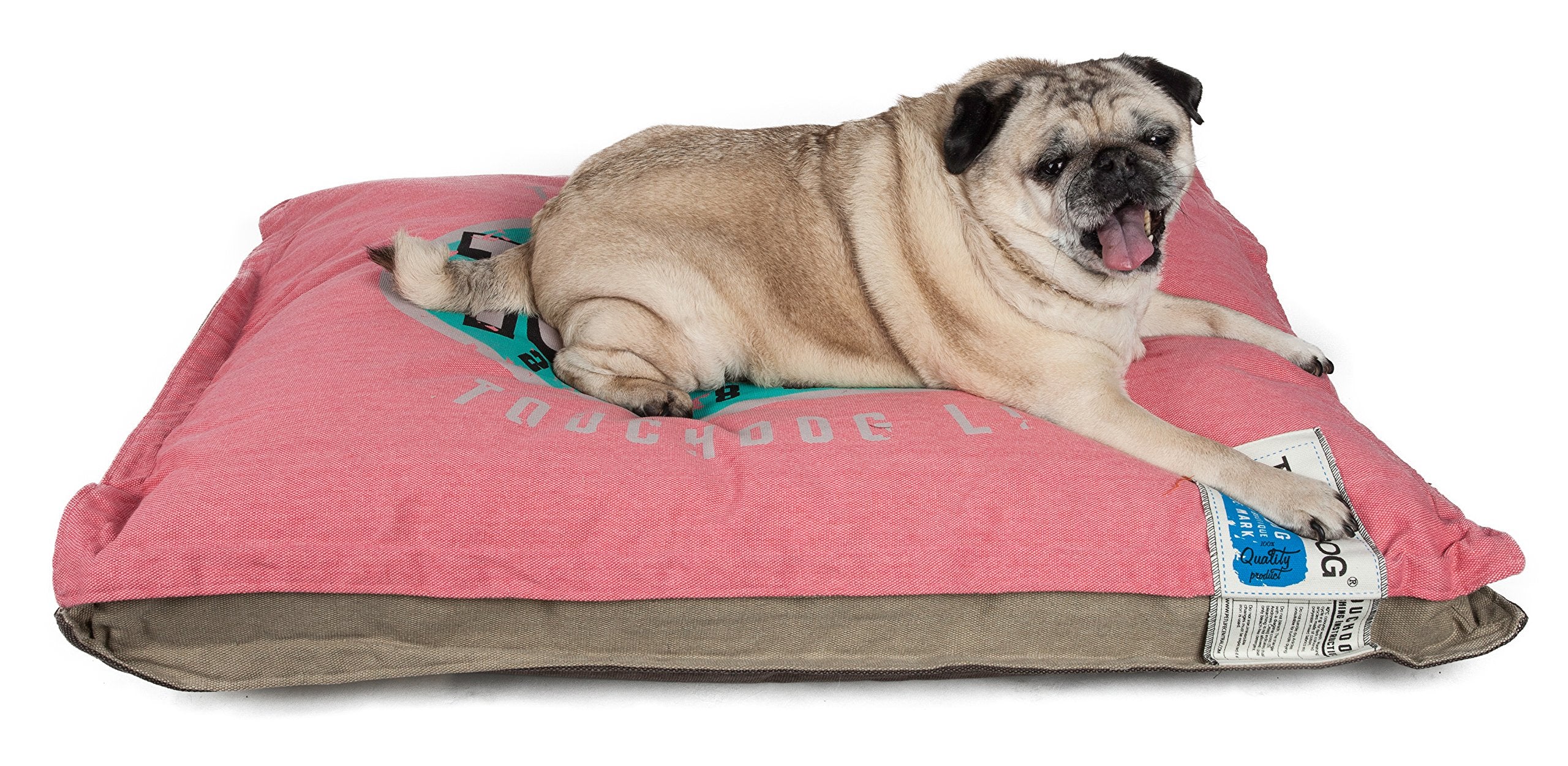 Touchdog Shockstitched Sporty Reversible Rectangular Ultrathick Pet Dog Bed Mat, Xlarge, Light Pink, Mocha Brown