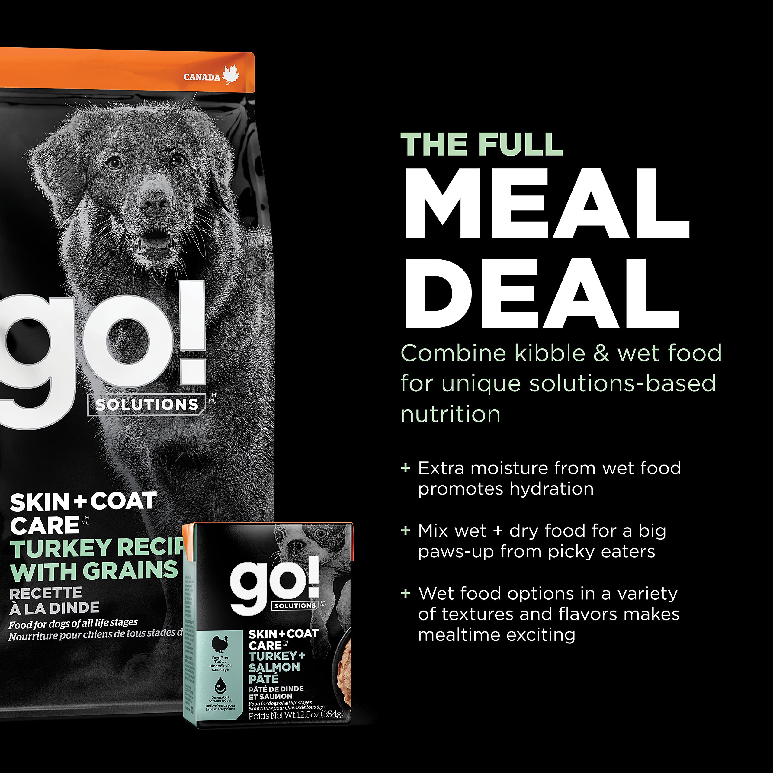 Go! Solutions Skin + Coat Care, Dry Dog Food, Turkey Recipe with Grains, 22 lb Bag