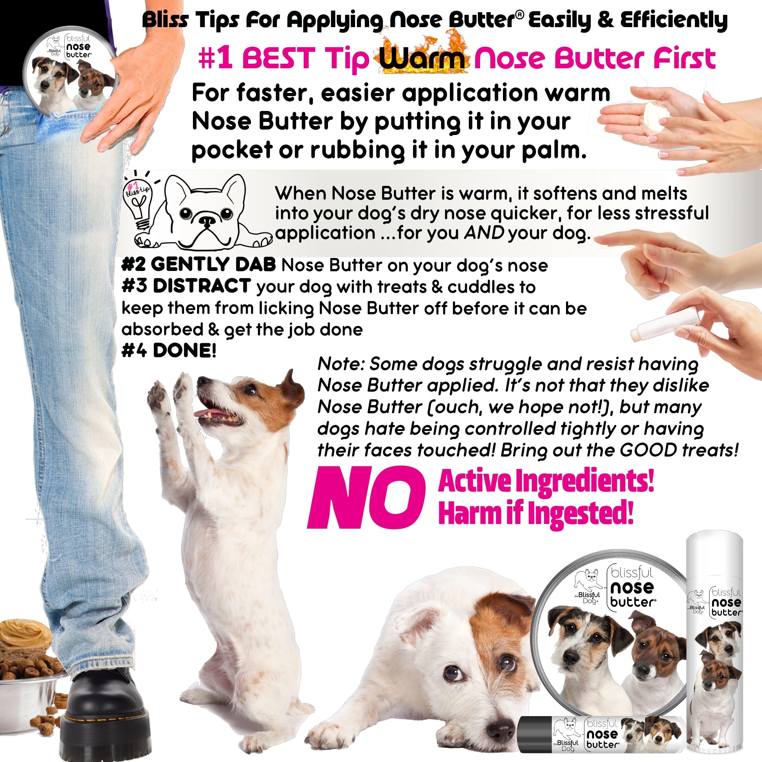 The Blissful Dog Jack Russell Terrier Unscented Nose Butter - Dog Nose Butter, 0.15 Ounce