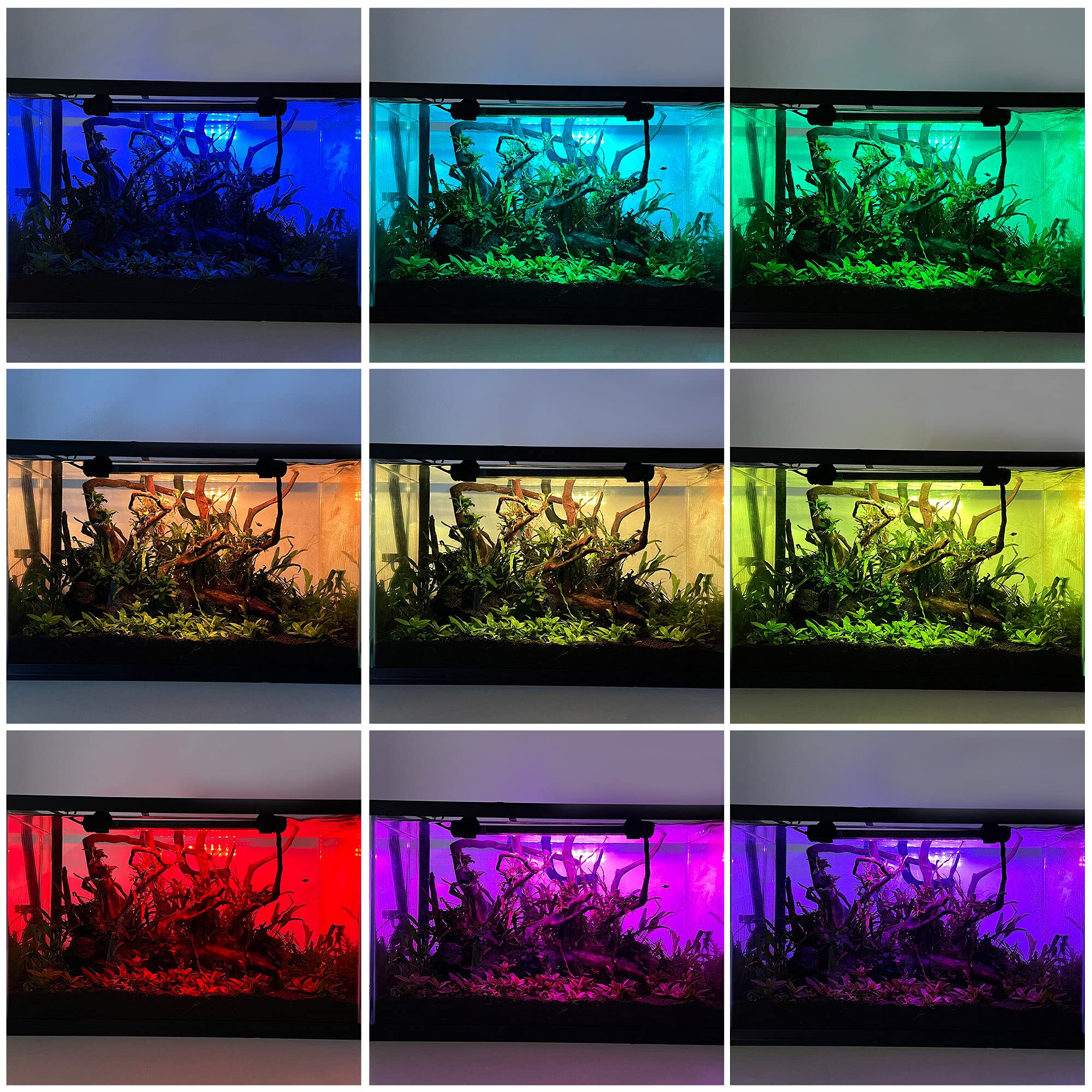 Nicrew Submersible Rgb Aquarium Light, Underwater Fish Tank Light With Timer Function, Multicolor Led Light With Remote Controller, 19 Inches