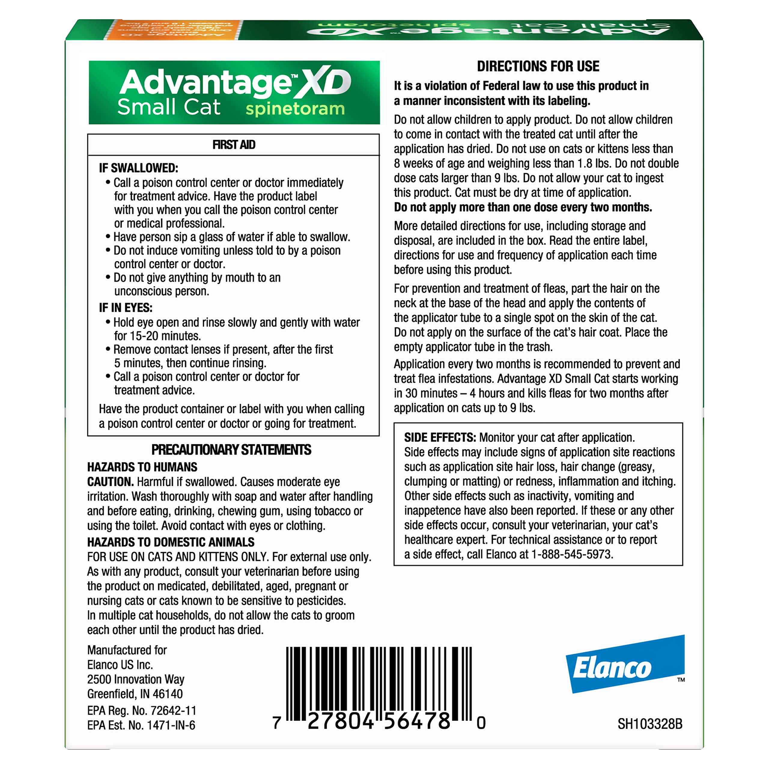Advantage XD Small Cat Flea Prevention & Treatment For Cats 1.8-9lbs. | 2-Topical Doses, 2-Months of Protection Per Dose