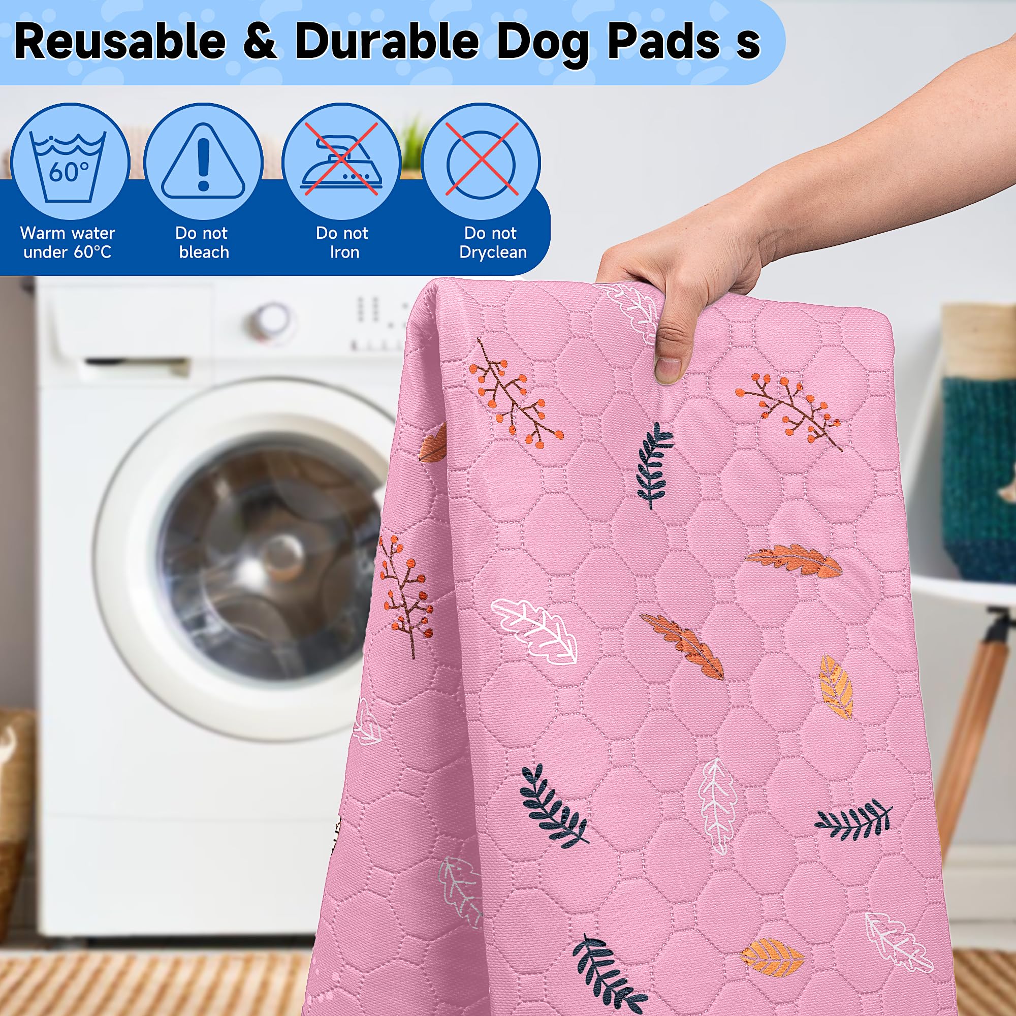 Sunheir Washable Pee Pads For Dogs Large 48'' X 48'' 2-Pack Reusable Puppy Pads Pet Training Pads, Absorb Dog Mats, Whelping Pad