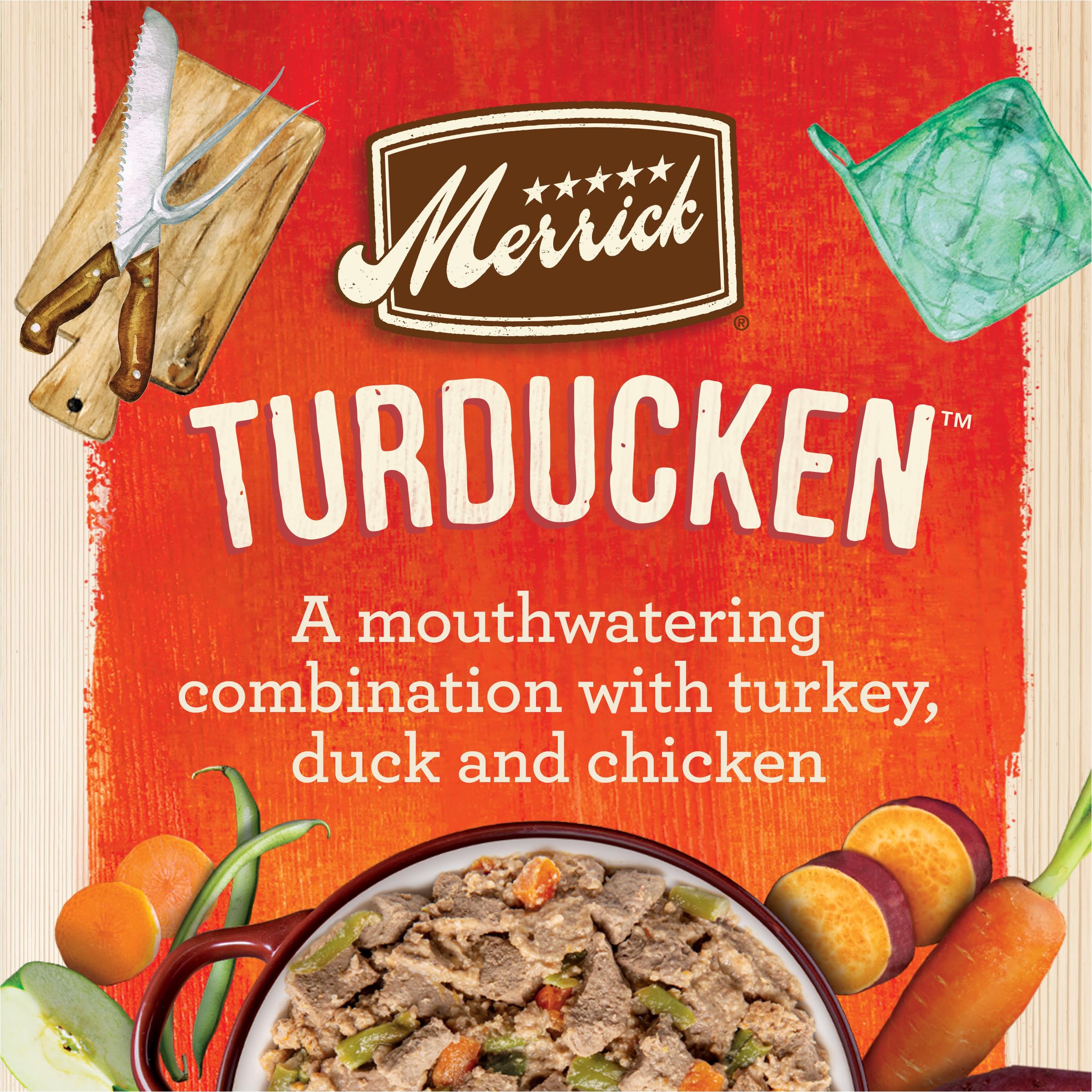 Merrick Grain Free Wet Dog Food, Premium And Wholesome Gluten Free Canned Adult Dog Food, Turducken Recipe - (Pack of 12) 12.7 o