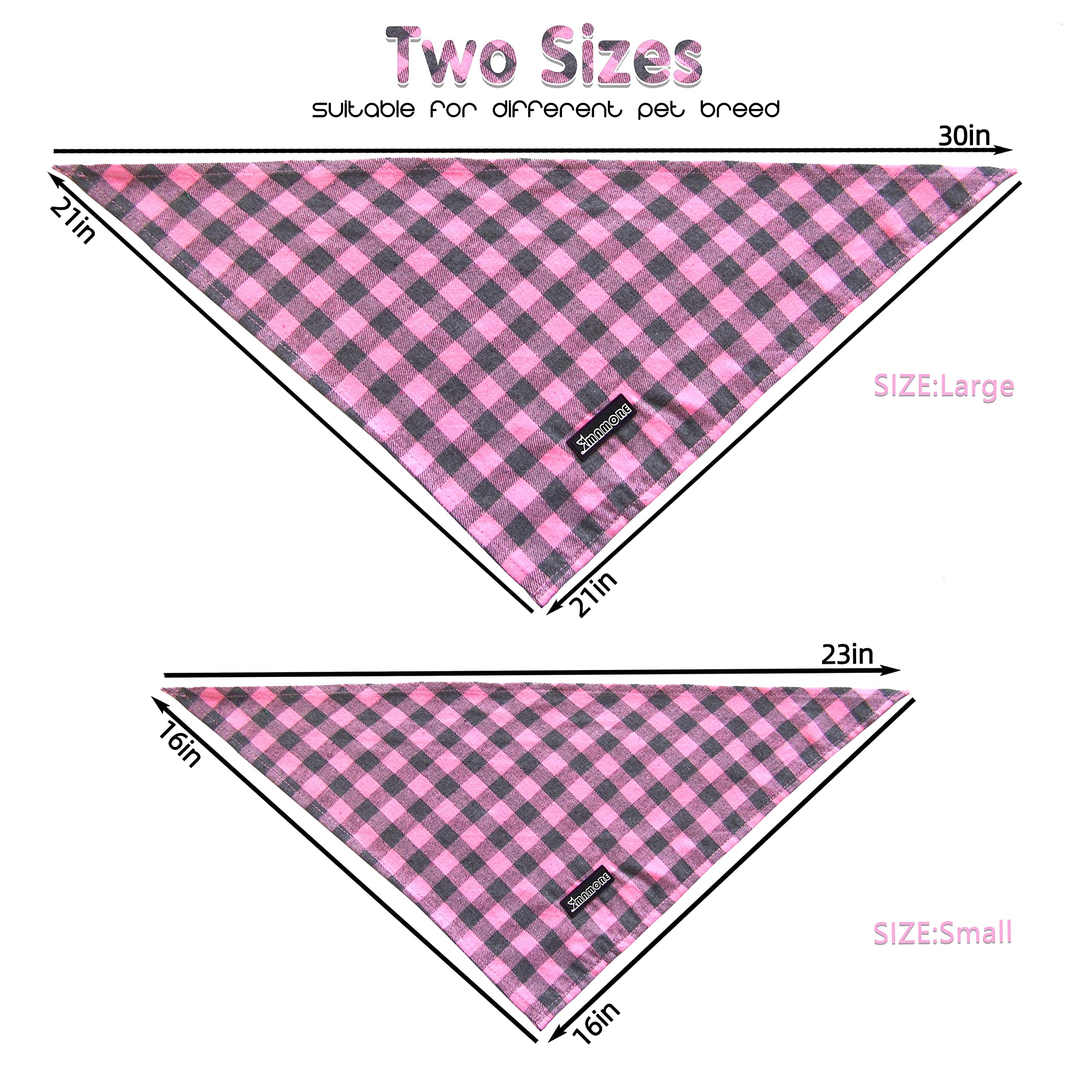 Adjustable Plaid Dog Bandanas,1Pc Soft Washable Cotton Triangle Bib Kerchief Scarfs For Small Medium Large Dogs And Cats(Square