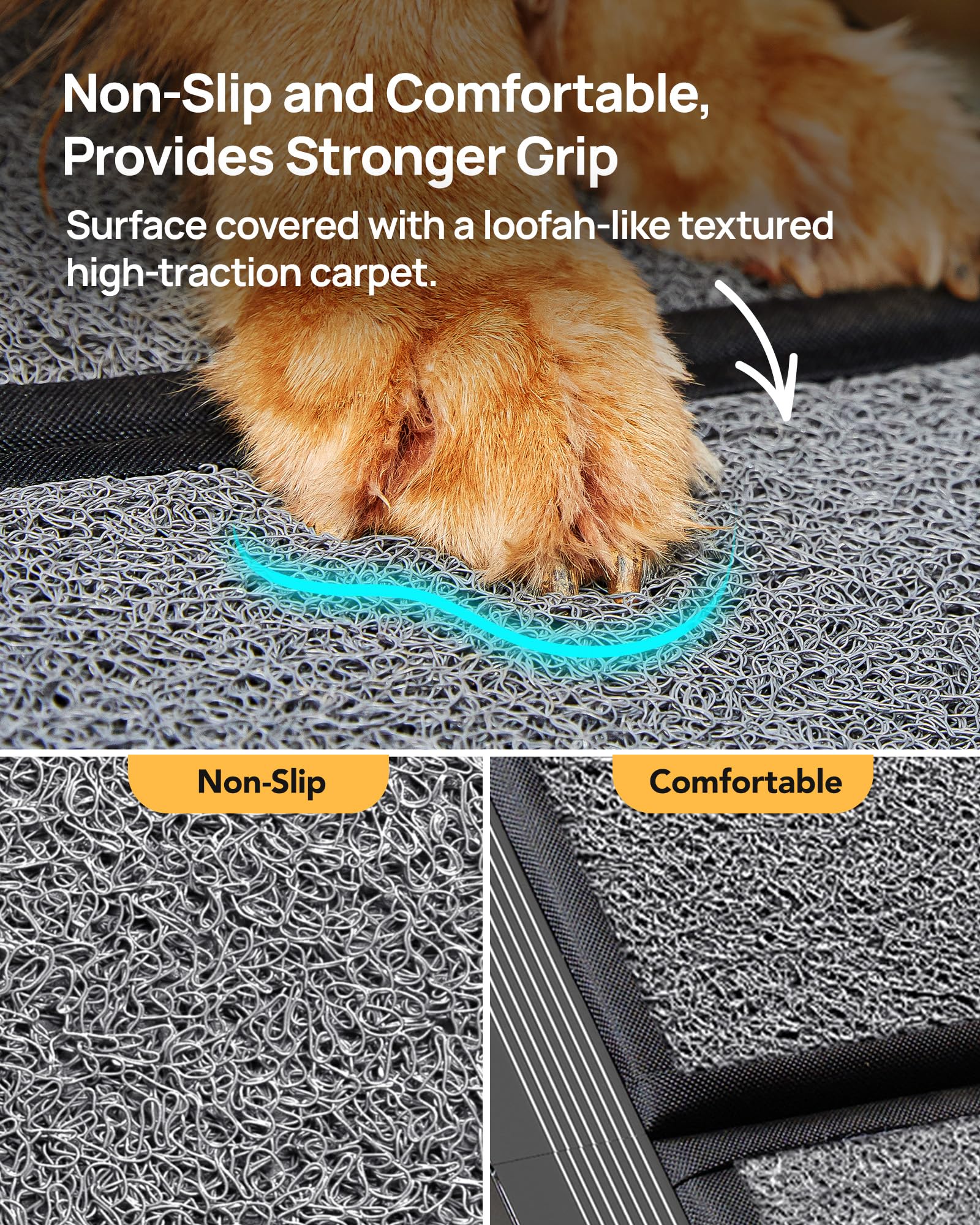 PetThem Upgraded Dog Ramp for Car 63'' Long & 19.7'' Wider Portable Pet Ramp Dog Ramps for Large Dogs with Non-Slip Rug Surface