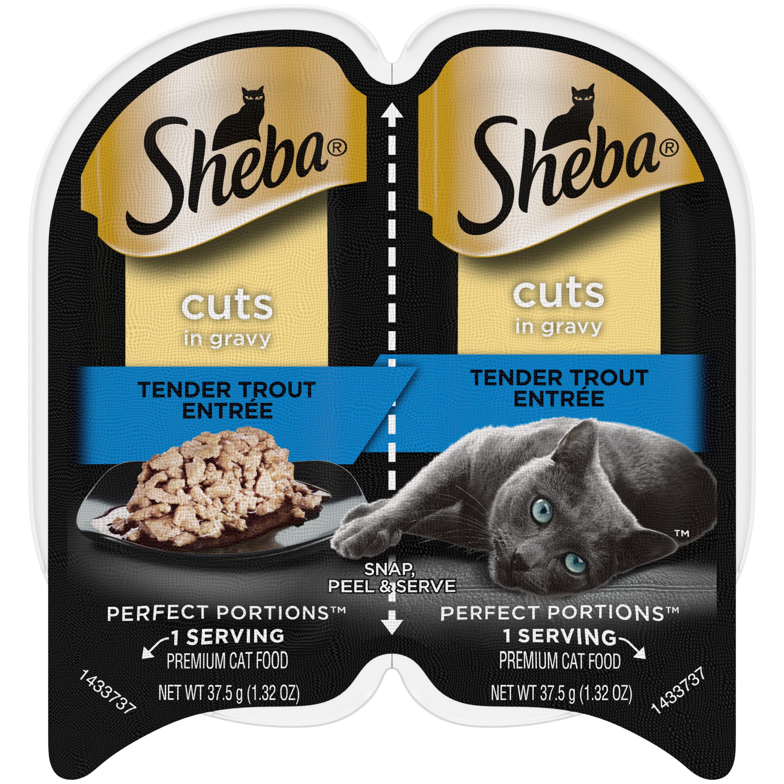 Sheba Perfect Portions Wet Cat Food Cuts in Gravy Tender Trout Entree, 2.6 oz., Twin-Pack Trays (24 Count, 48 Servings)