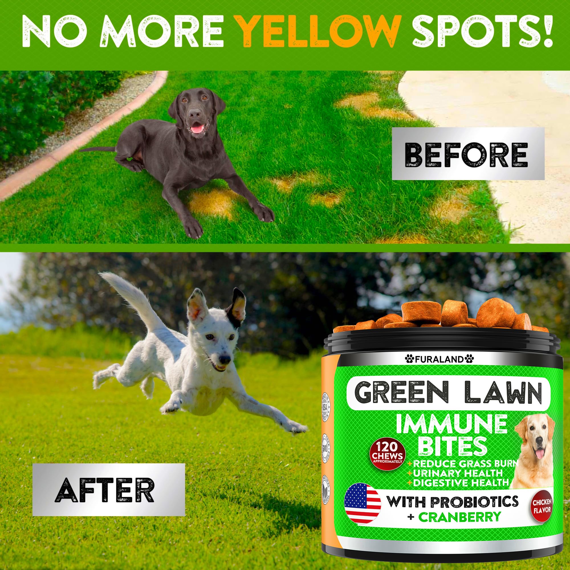 FURALAND Grass Burn Spot Chews for Dogs - Dog Pee Lawn Spot Saver Caused by Dog Urine - Grass Treatment Rocks - DL-Methionine +