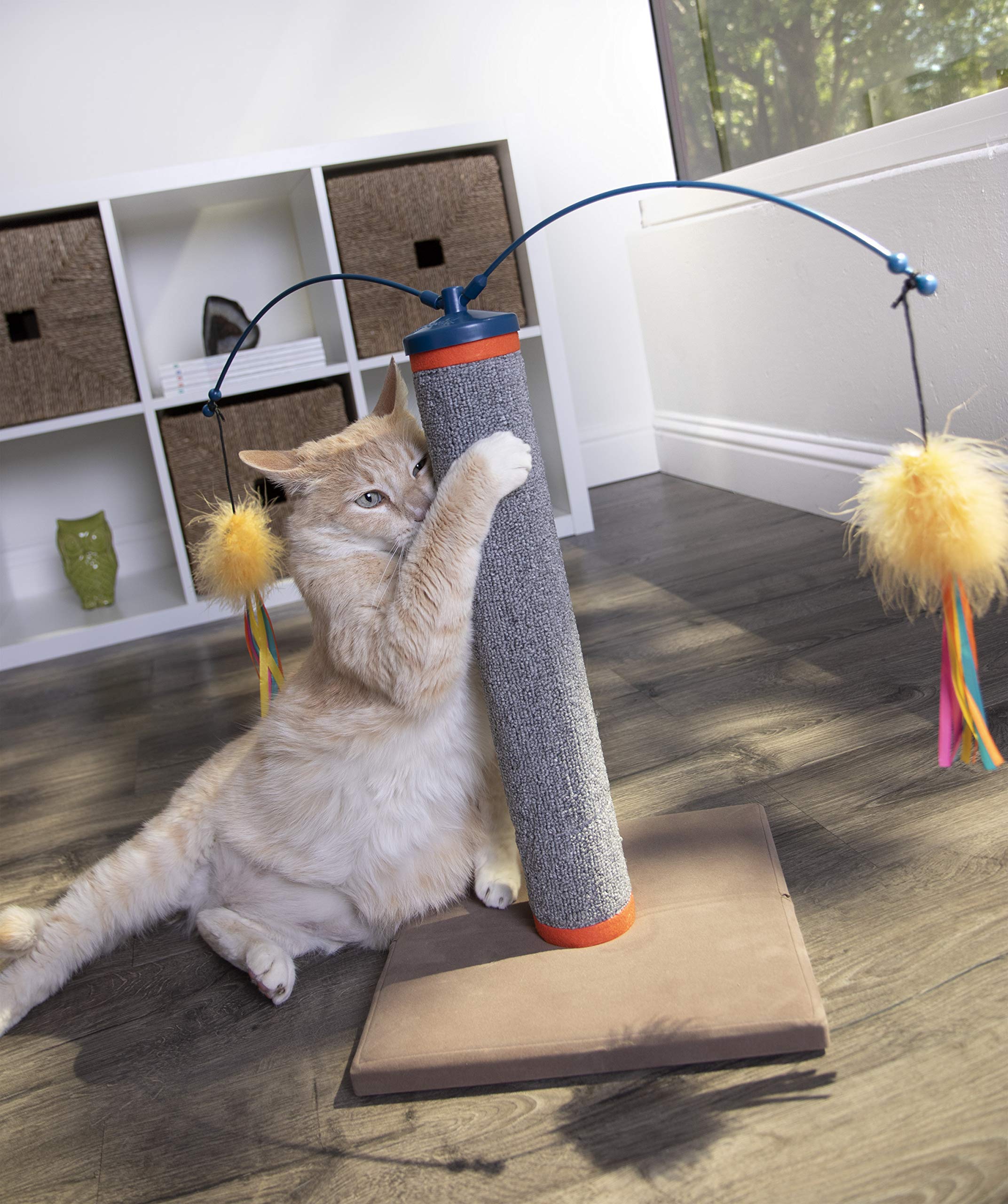 Smartykat Scratch 'N Spin Carpet Cat Scratching Post With Spinning Wand Toys - Gray, One Size