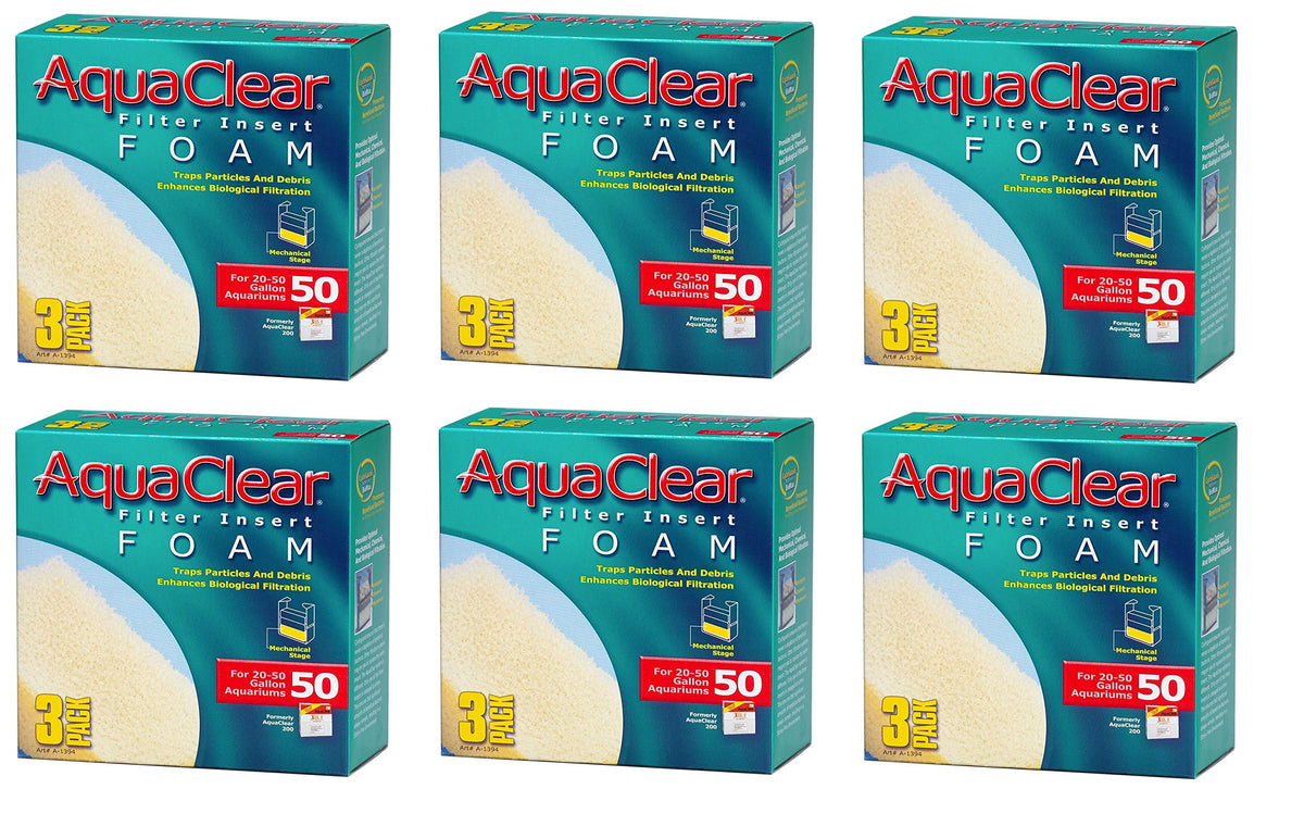 (6 Pack) Aquaclear 50 Foam Inserts (3 Inserts Per Pack / 18 Total Inserts)