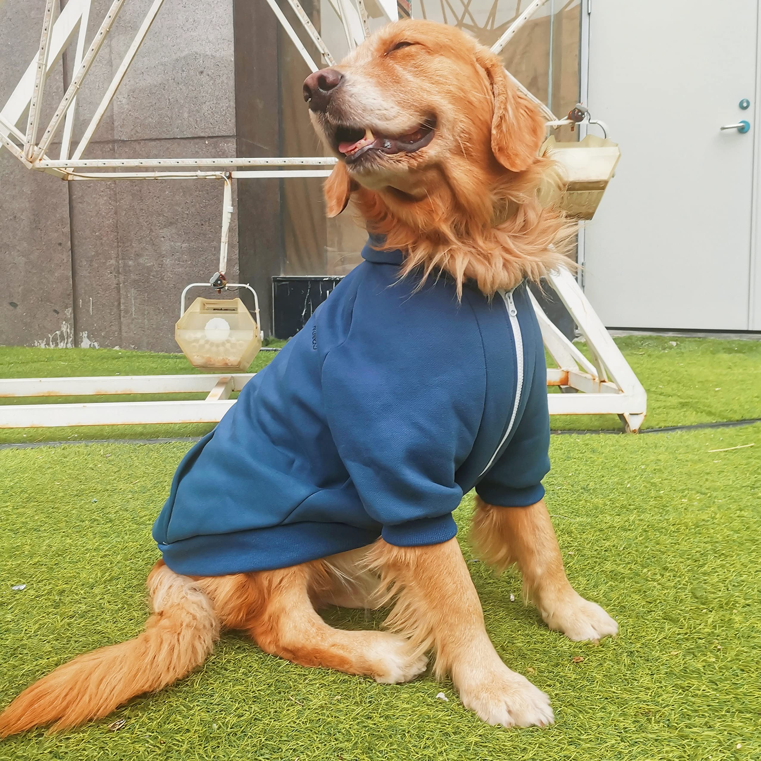 Arunners Extra Large Dog Clothes Hoodies Zip Up Sweaters For Big Dogs Alaskan Caucasian Sheepdog Blue 7Xl