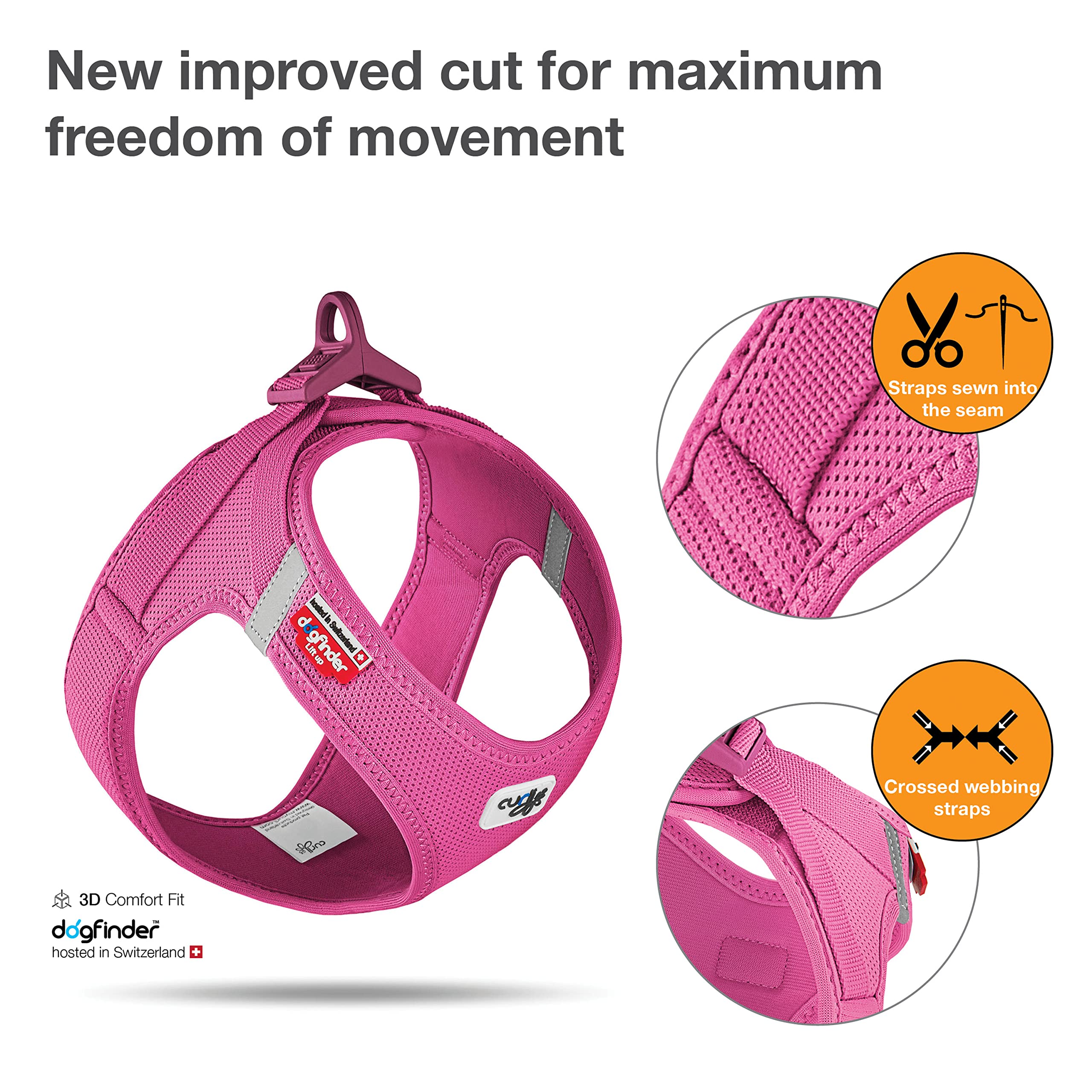 Vest Harness Curli Clasp Air-Mesh Fuchsia S