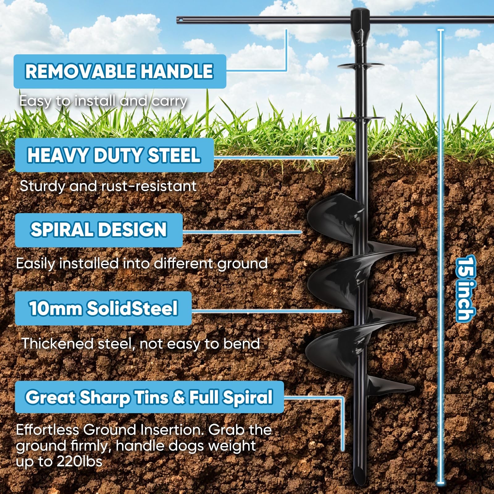 Heavy Duty Dog Tie-Out Cable And Stake For Yard Camping, With 30Ft Heavy Duty Cable With Spring, For Small Medium Large Dogs Up