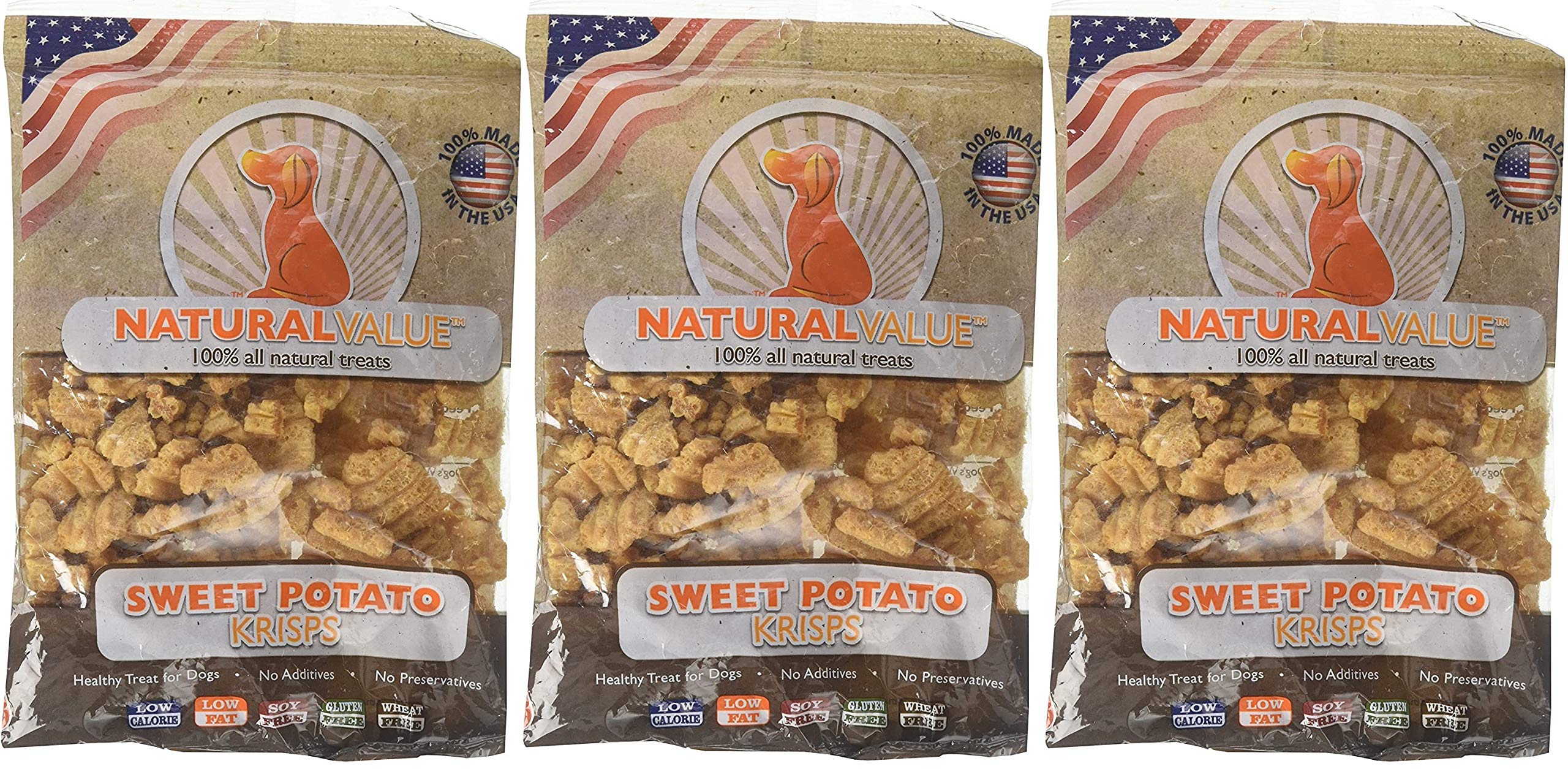 Loving Pets 3 Pack of Natural Value Sweet Potato Krisps Dog Treats, 2.5 Ounces Each, Made in The USA