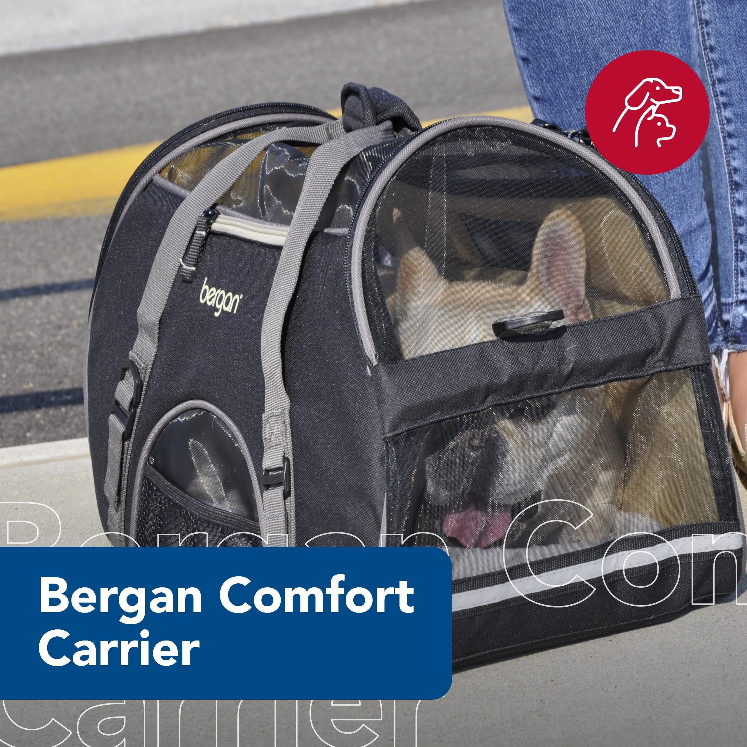 Coastal Pet Bergan Comfort Carrier - Safe And Comfortable For Dog & Cat Travel - Airline Friendly Soft And Breathable Carrier For Pet Owners - Heather Bermuda, 16' X 8' X 11'