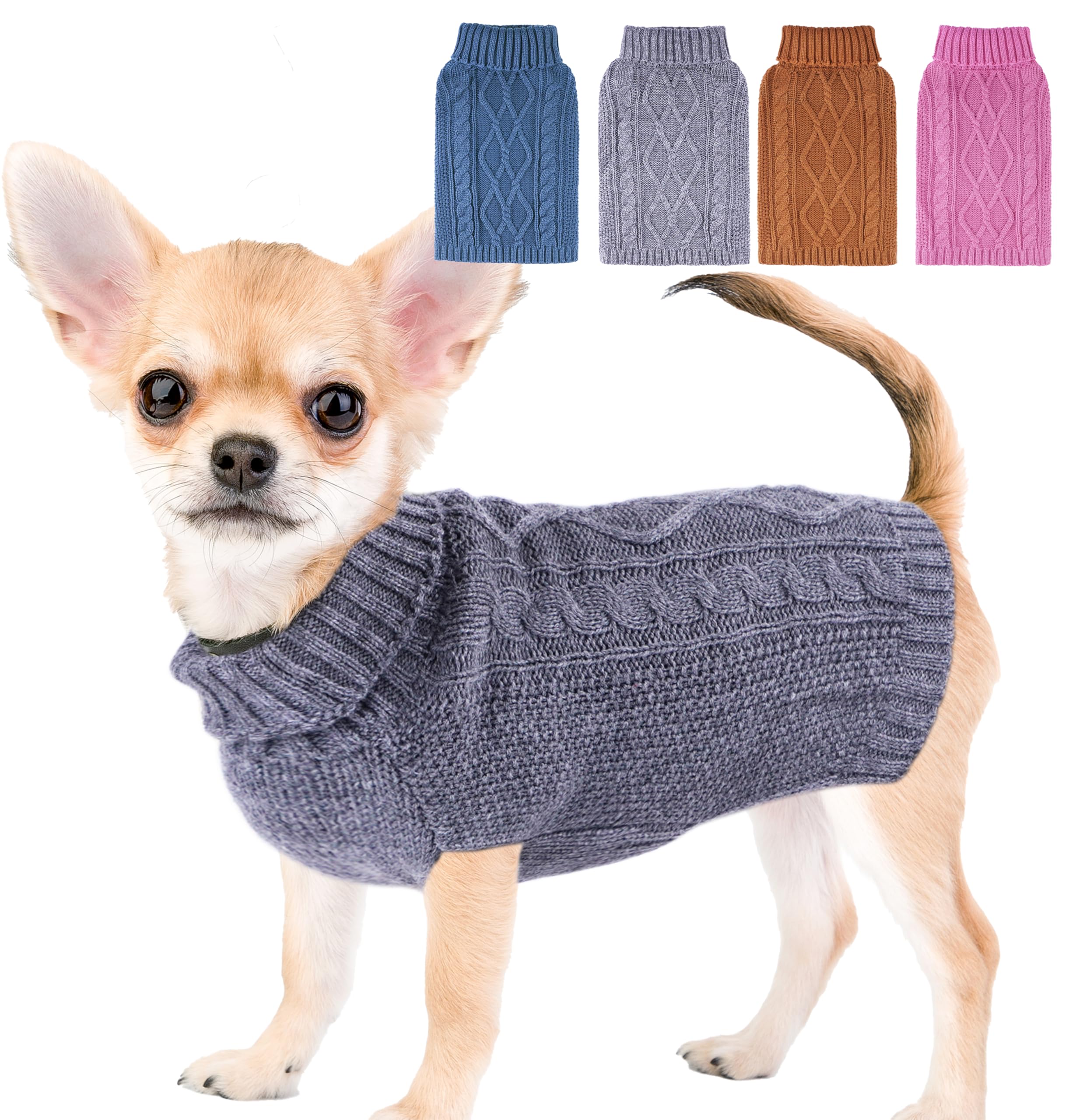 Dog Sweaters for Small Dogs DogTurtleneck Knitted Sweaters Fall Winter Dog Clothes Girl Boy Puppy Sweater Thick Warm Knitwear Do