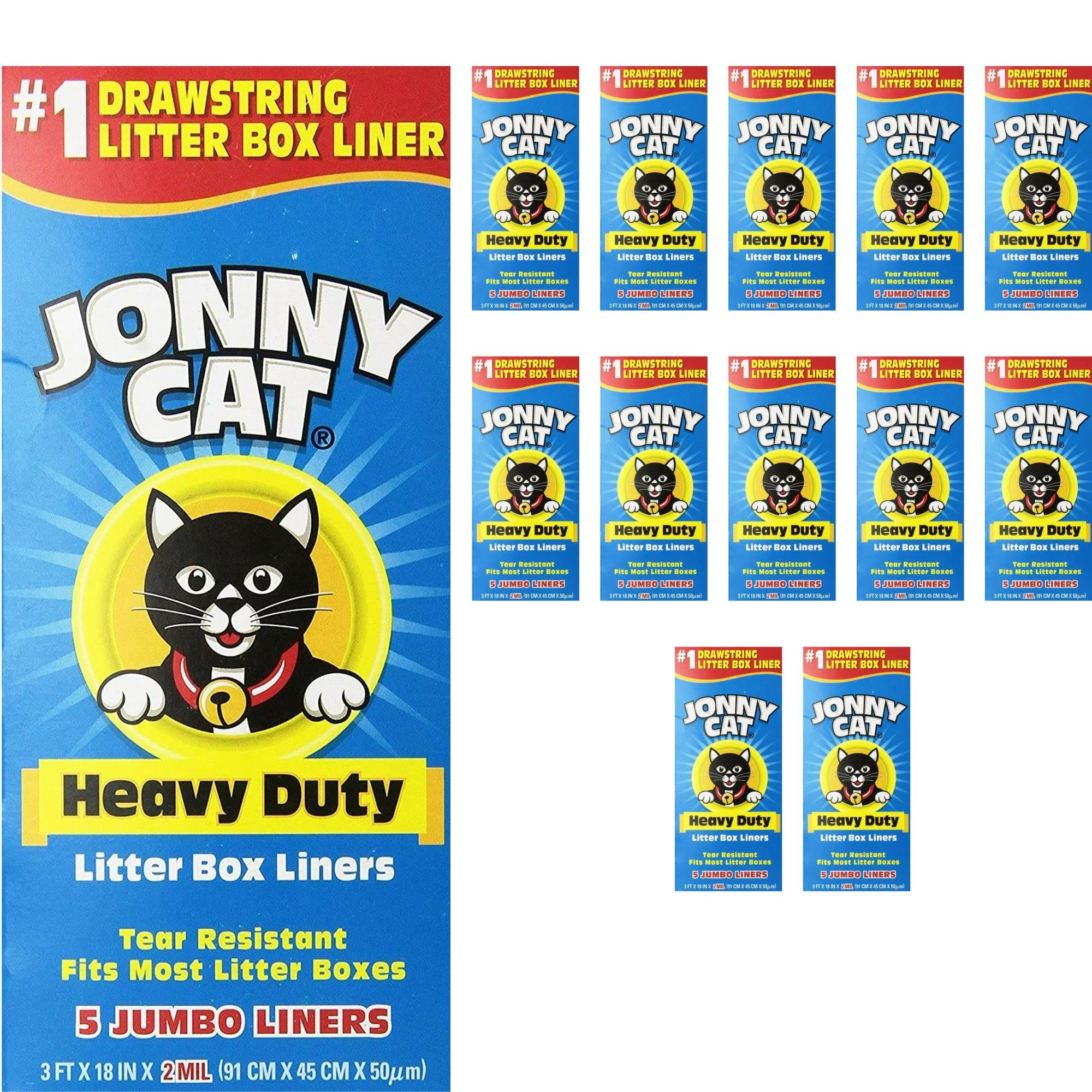 Jonny Heavy Duty Cat Litter Box Liners (Pack Of 12), Cat Litter Box Liners Jumbo, 5 Liners Box