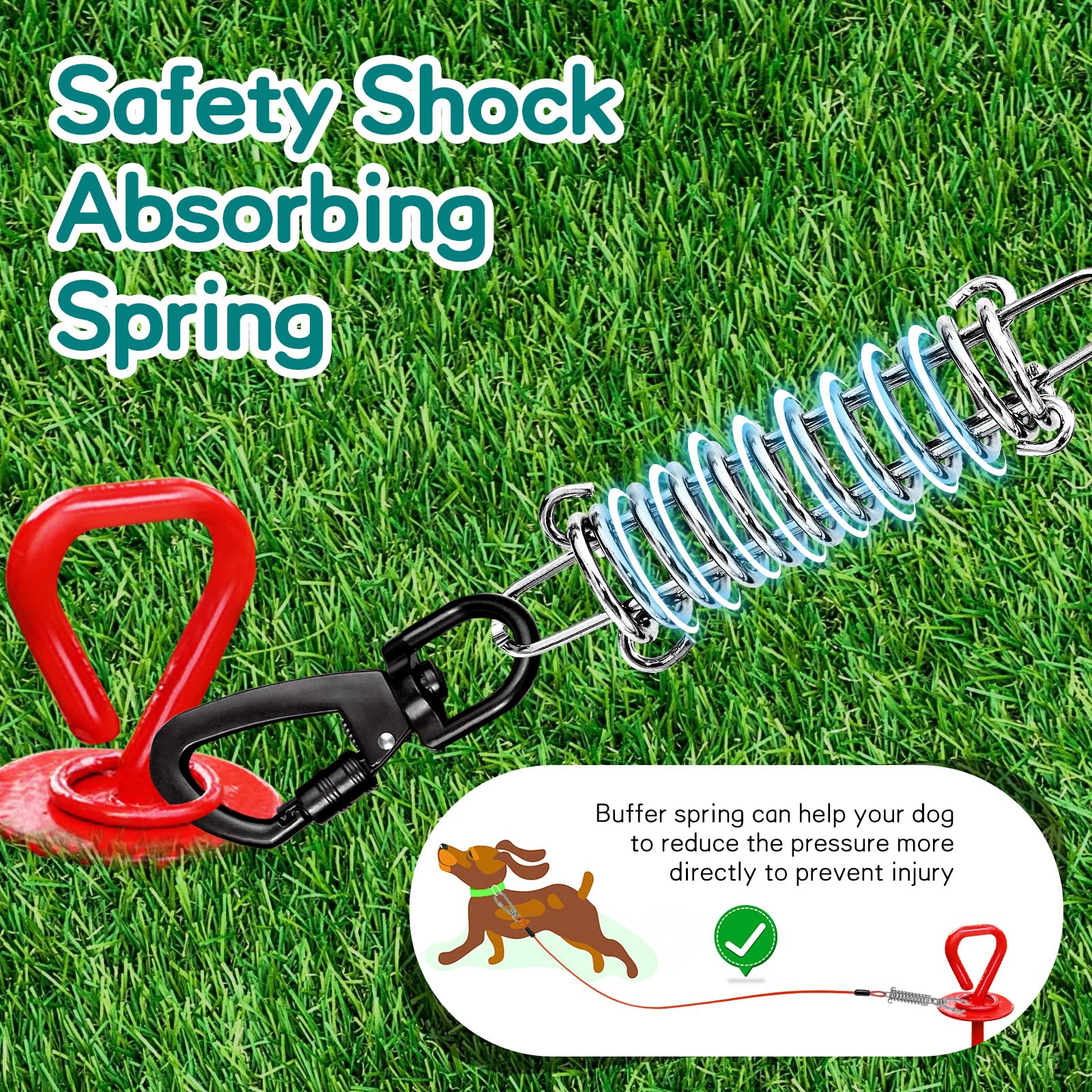 Dog Tie Out Cable Chew Proof 30Ft, Dog Lead Heavy Duty, Dog Leads For Yard 30Ft & Dog Runner Cable, Solid Large Dogs Tie Out Cable With Spring For Training Outside Yard & Camping