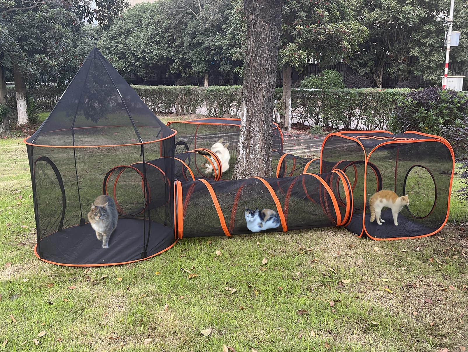 6 In 1 Cat Enclosure Cat Tunnel For Outside Rabbit And Small Animals Tent With Carry Bag