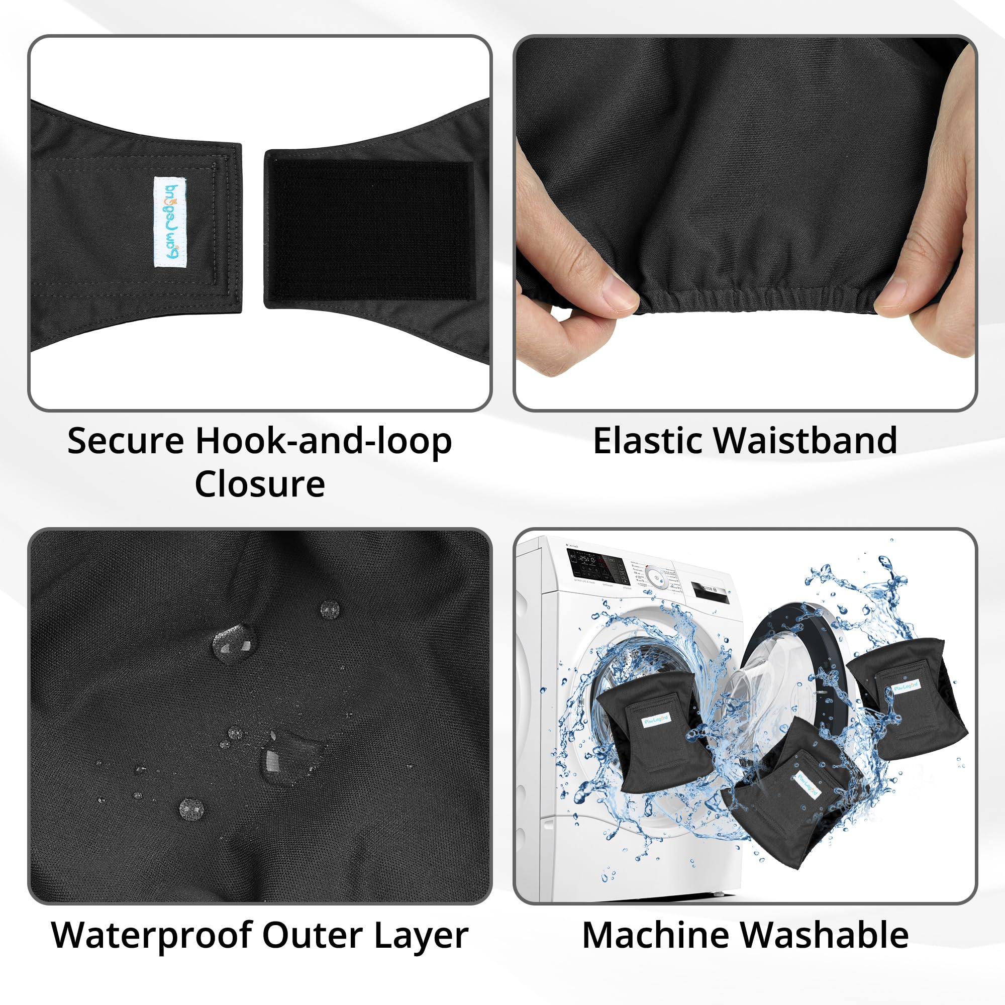 Paw Legend Washable Dog Belly Band Wrap Diapers For Male Dog | High Absorbing Puppy & Doggy Diapers Male (3 Pack,Black,Black,Black,Small)