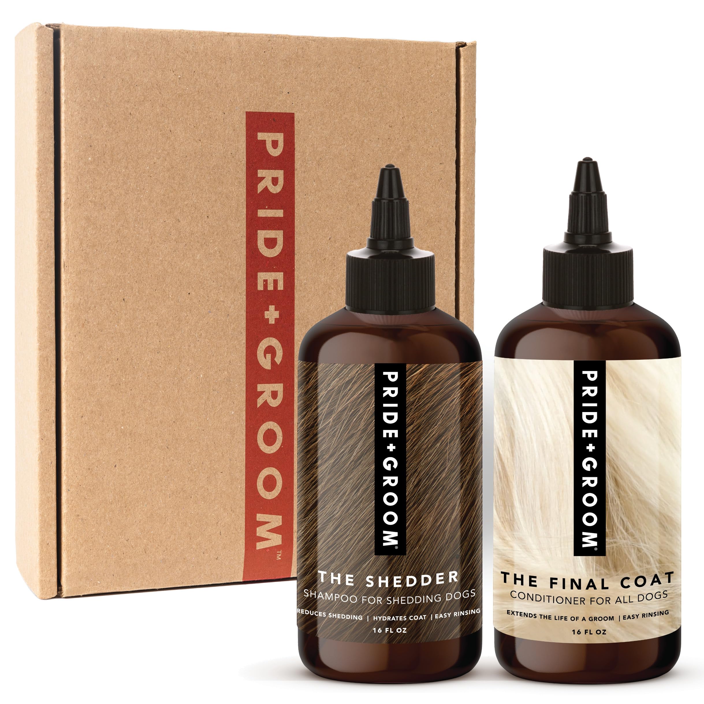 Pride And Groom The Shedder Box Set - Deshedding Dog Shampoo & Conditioner With All Natural Blend Of Essential Oils & Ingredient
