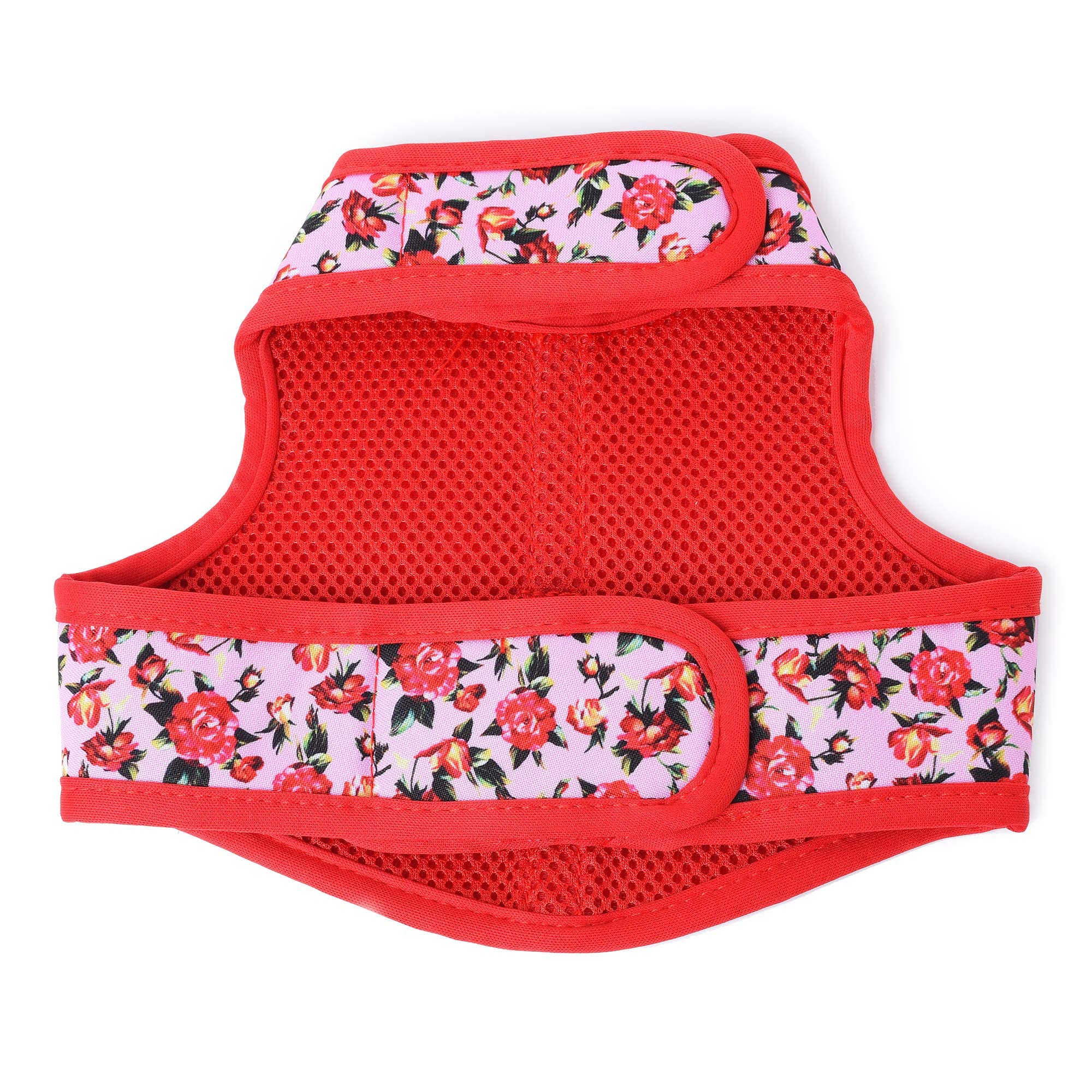 Mile High Life | Easy Get On Air Mesh Vest Harness | Spring Floral Collection | Adjustable Easy Closures Both Neck And Chest |20 Lbs Small Dogs & Cats | Peony Rose | S Chest Size (16'-18')