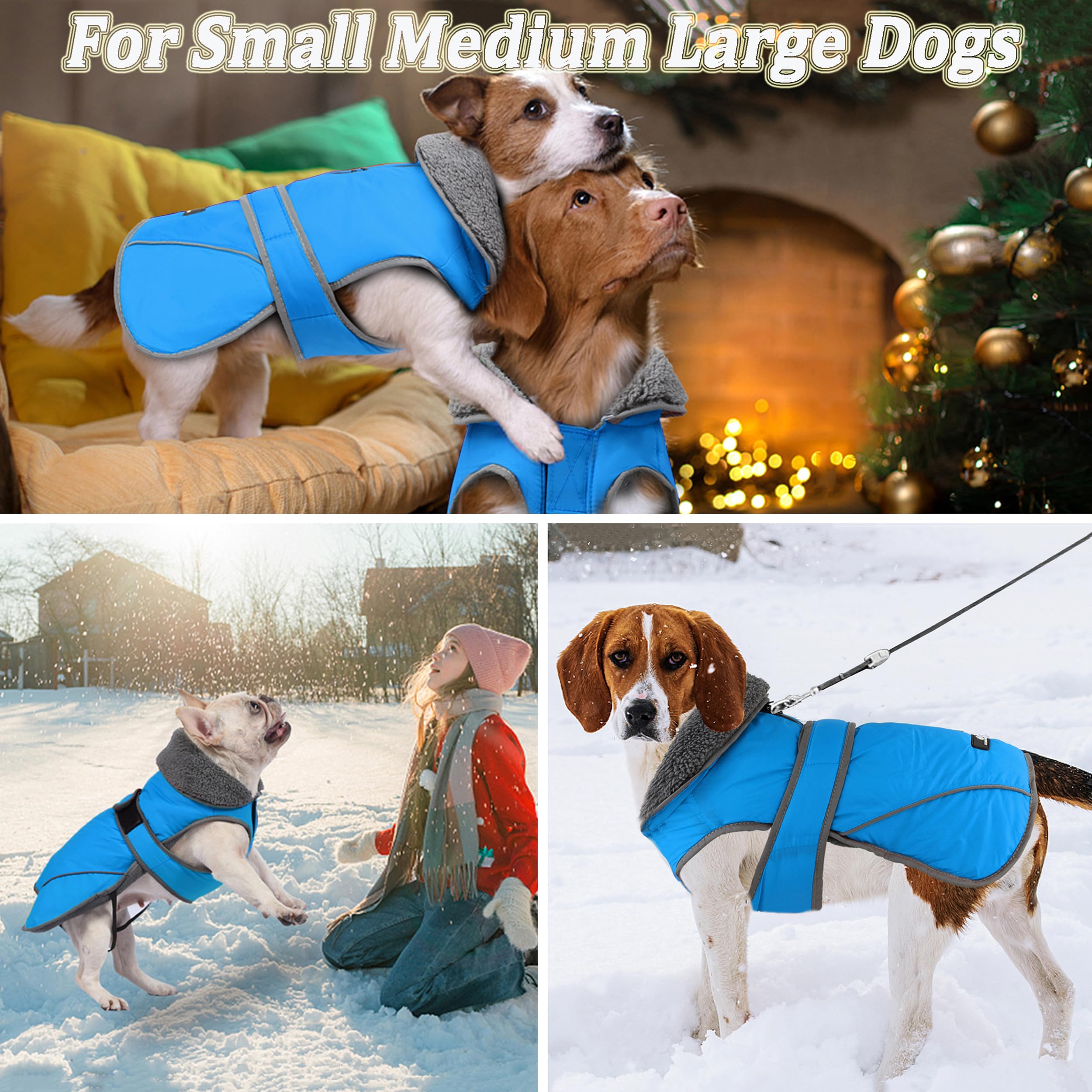 Dogcheer Dog Coat, Christmas Dog Jacket Waterproof Dog Winter Coat for Cold Weather, Reflective Adjustable Pet Snow Jacket Puppy