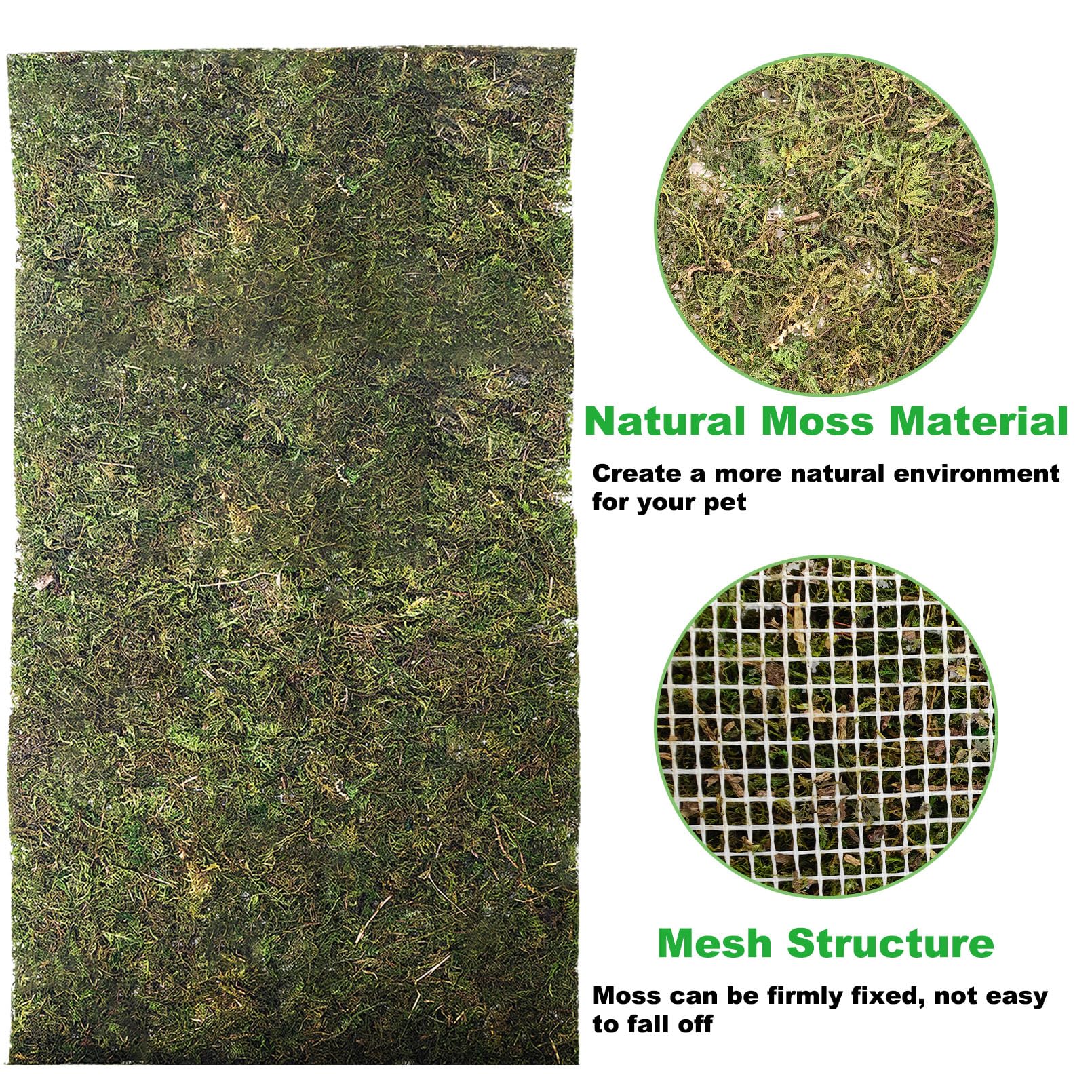 Kathson Reptile Carpet, Natural Moss Mat For Terrarium, Bearded Dragon Tank Flooring Green Substrate Liner For Leopard Gecko Her