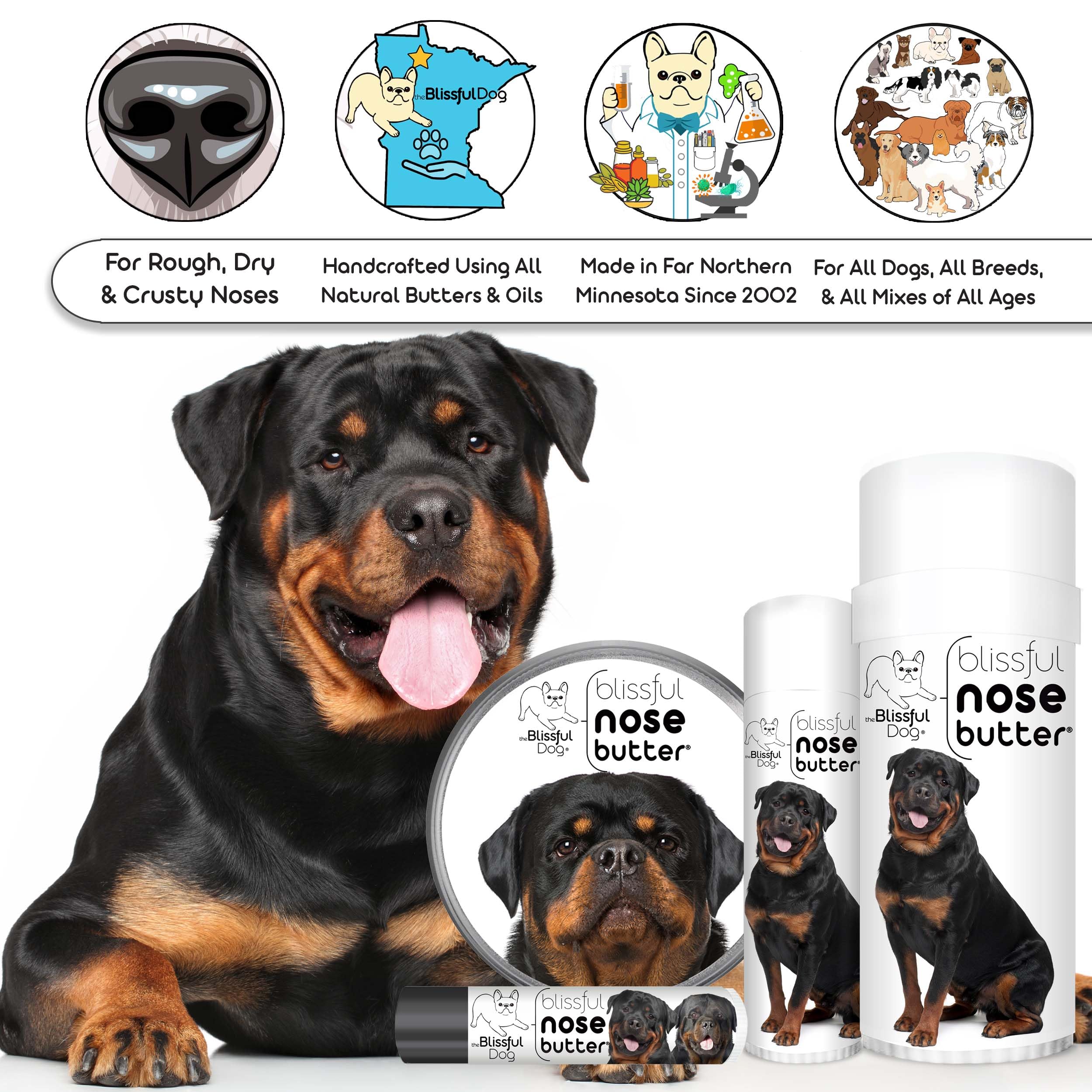 The Blissful Dog Rottweiler Unscented Nose Butter - Dog Nose Butter, 1 Ounce