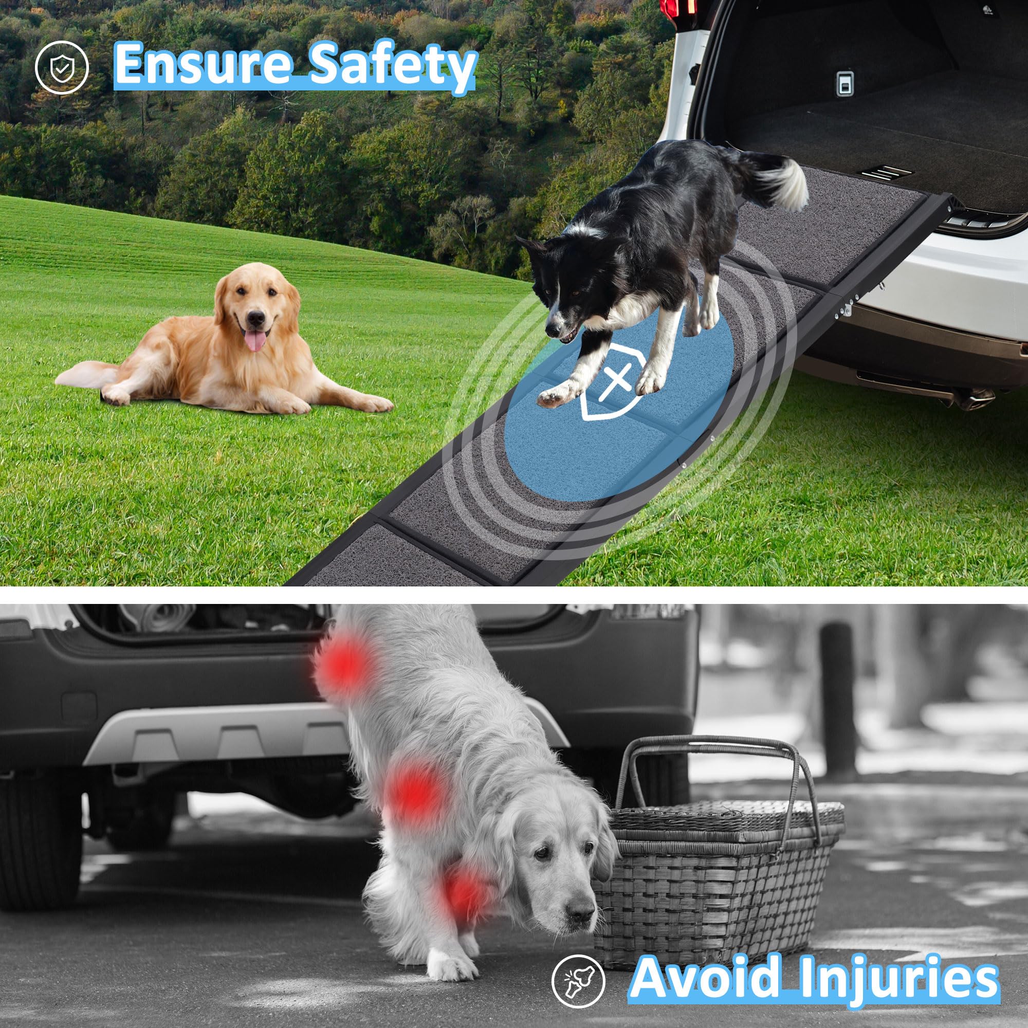 Habutway Extra Wide Dog Ramp For Car - 250Lbs Capality, 67''L X 20''W Pet Ramp, Portable Car Ramp For Large Dogs, Folding Dog Ra