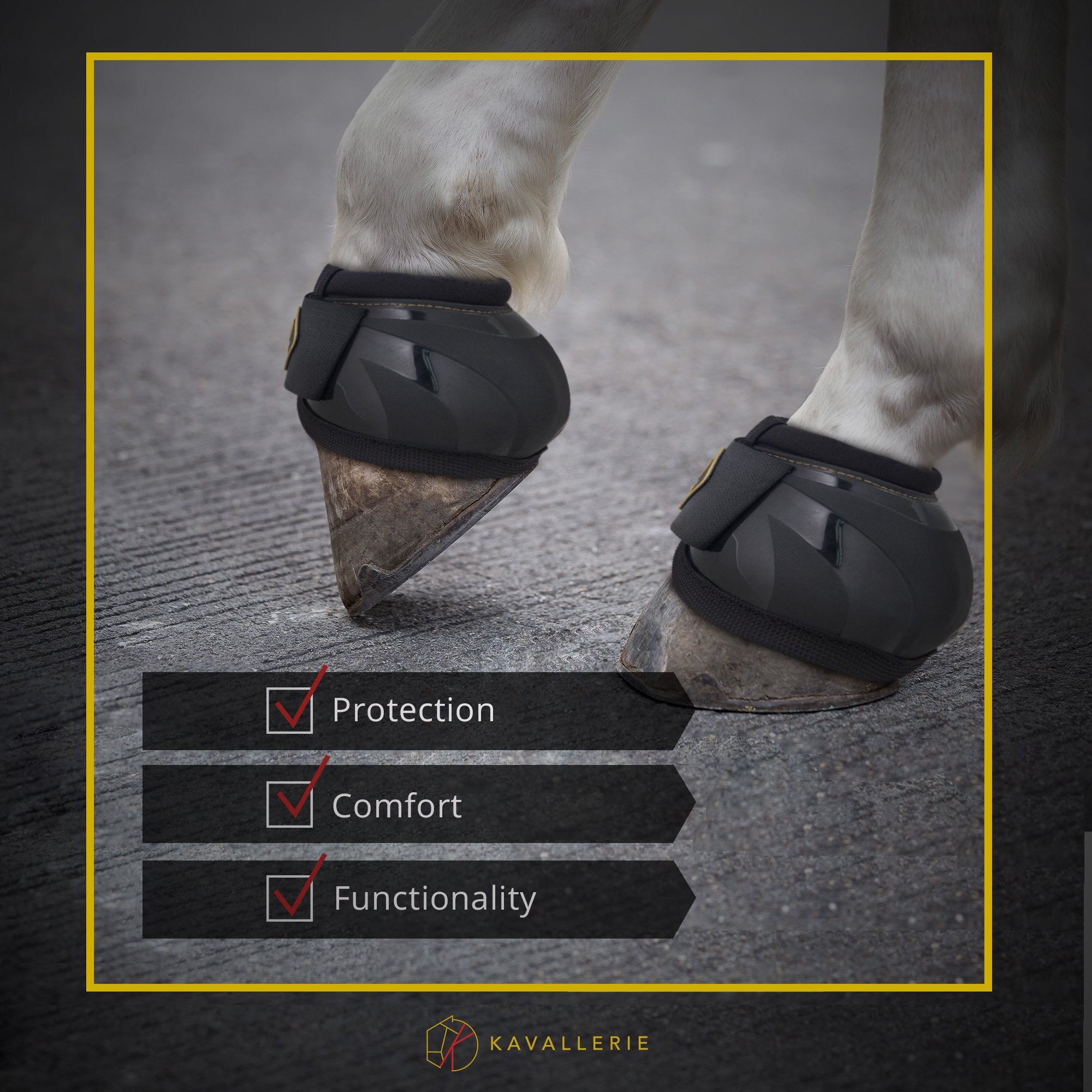 Kavallerie PRO-K Soft No Turn Bell Boots Ultimate Hoof Protection, with Anti-Spin Fastening System, Durable & Prevents Overreach