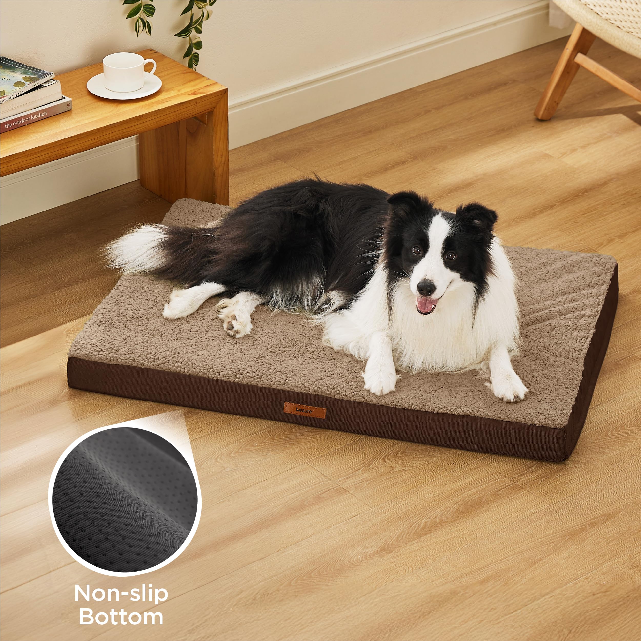 Lesure Dog Bed Cover Large Washable Replacement Cover For Orthopedic Pet Mat 36X27X3 Inches, Brown